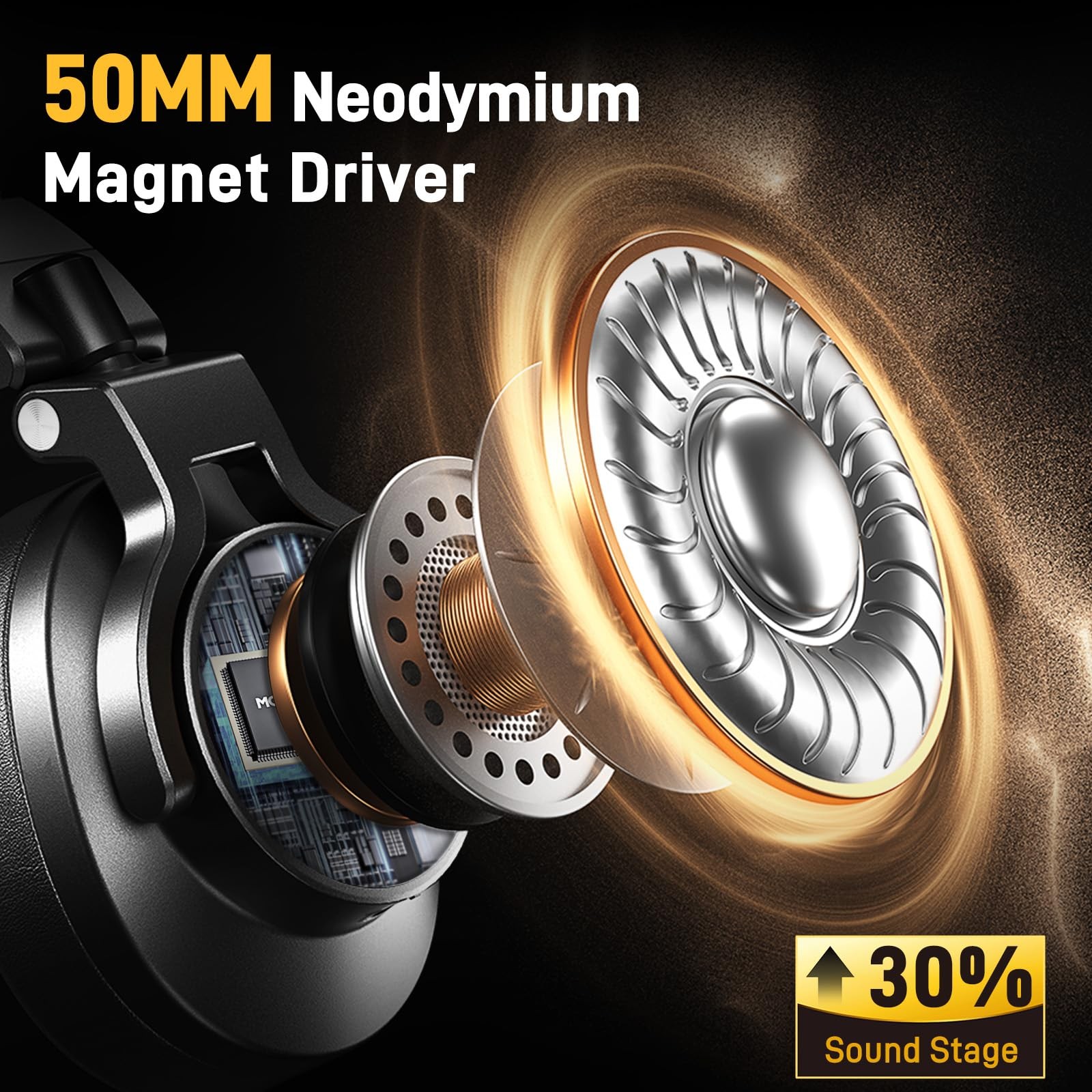 MAONO Studio Monitor DJ Headphones, 50mm, Over~Ear Wired, 3.5mm/6.35mm