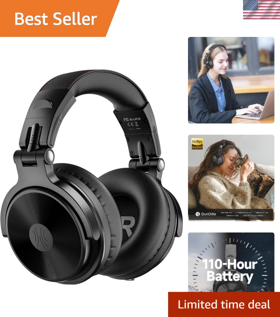 Bluetooth Over-Ear Headphones with 110 Hours Playtime – Foldable Comfort