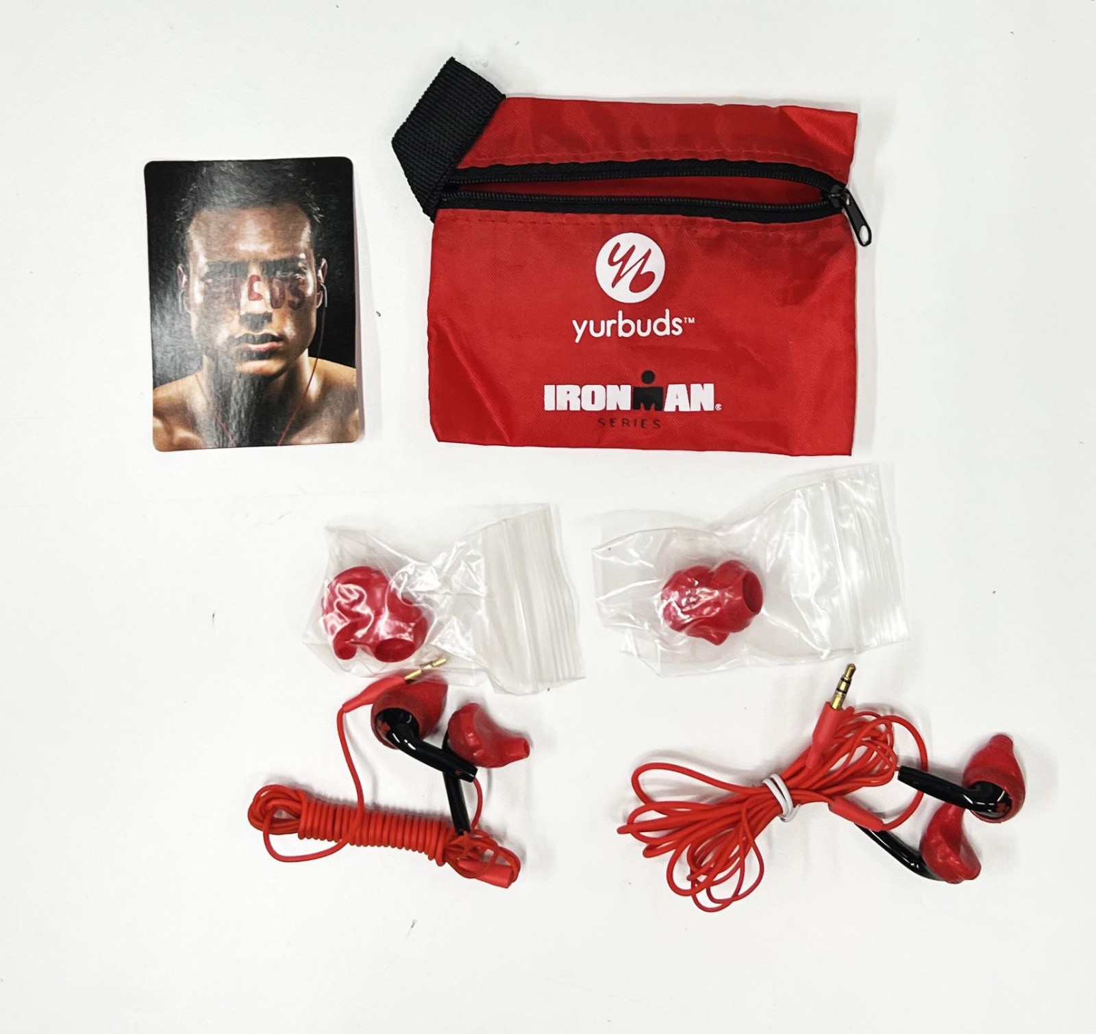 TWO (2) Yurbuds Focus Inspire Ironman Red Earbuds – Size 5 & 7 covers