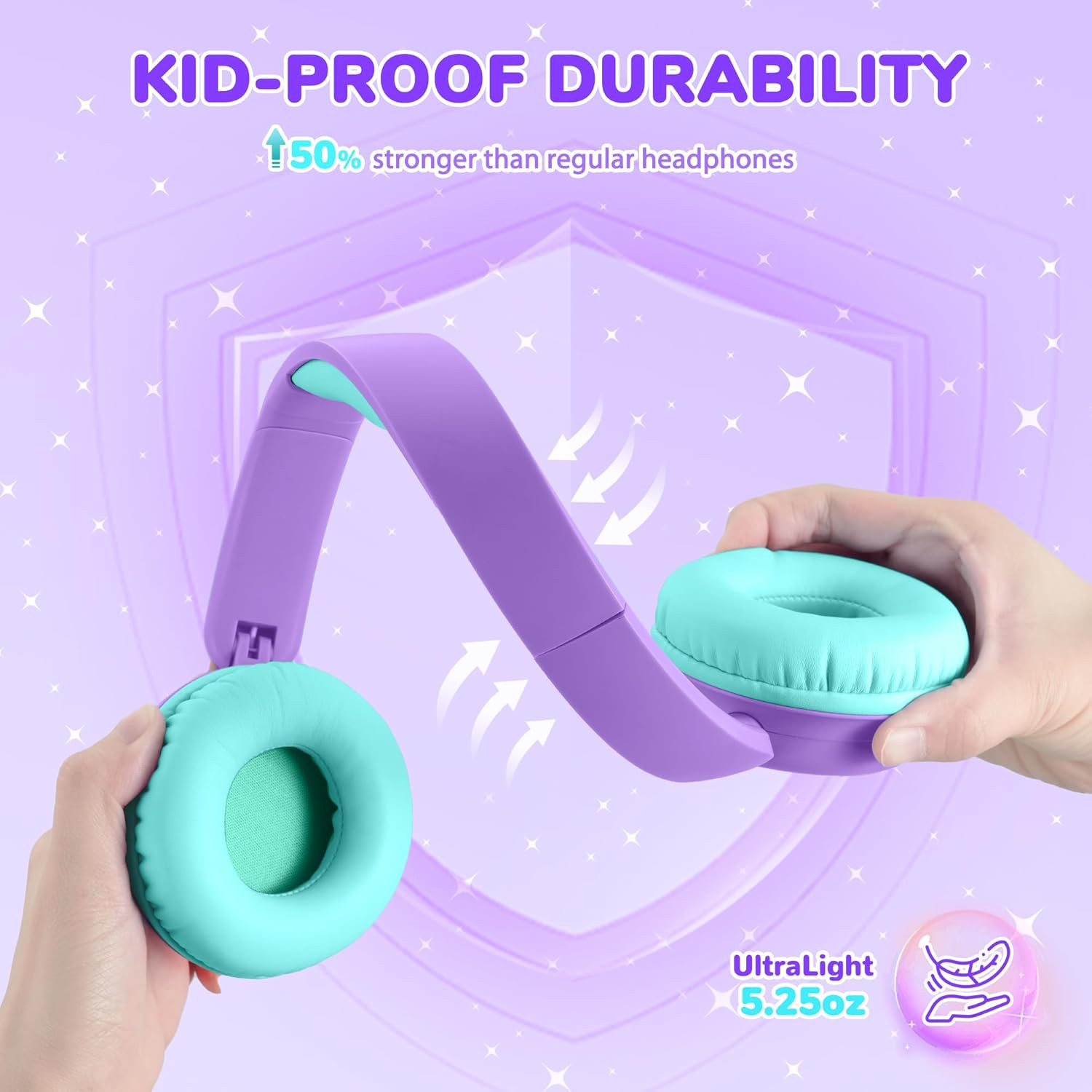 iClever BTH22 Kids Bluetooth Headphones, 60H Play Time, USB C Fast Charging, Blu