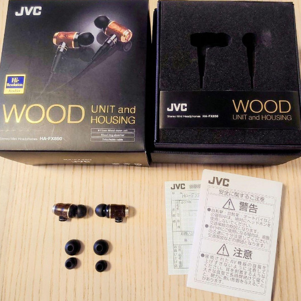 JVC Kenwood HA-FX850 Wood Stereo In-Ear Headphones Japan Used