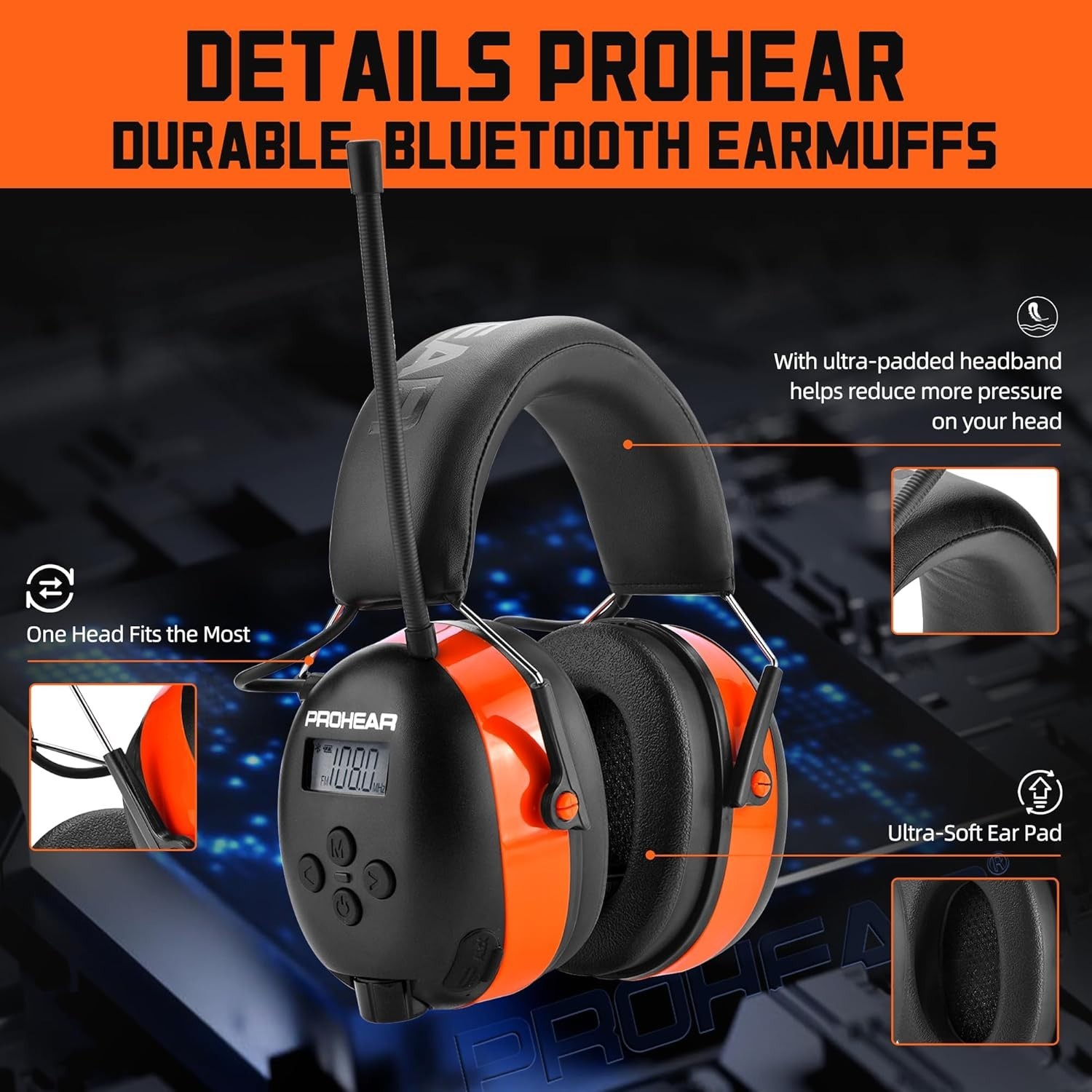033 2.0 Upgraded Bluetooth Hearing Protection AM FM Radio Headphones – 31SNR Noi