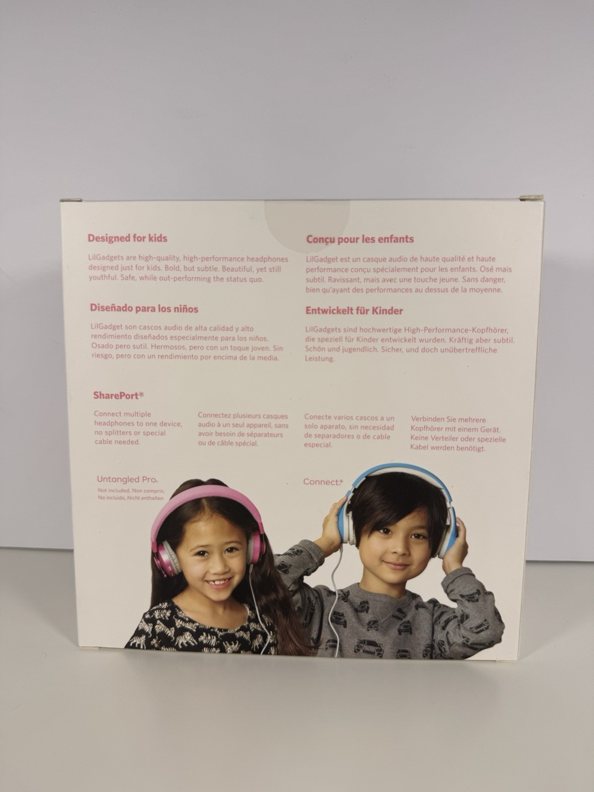 LilGadgets Connect+ Style Kids On-Ear Wired Headphones Pink 93dB New Sealed