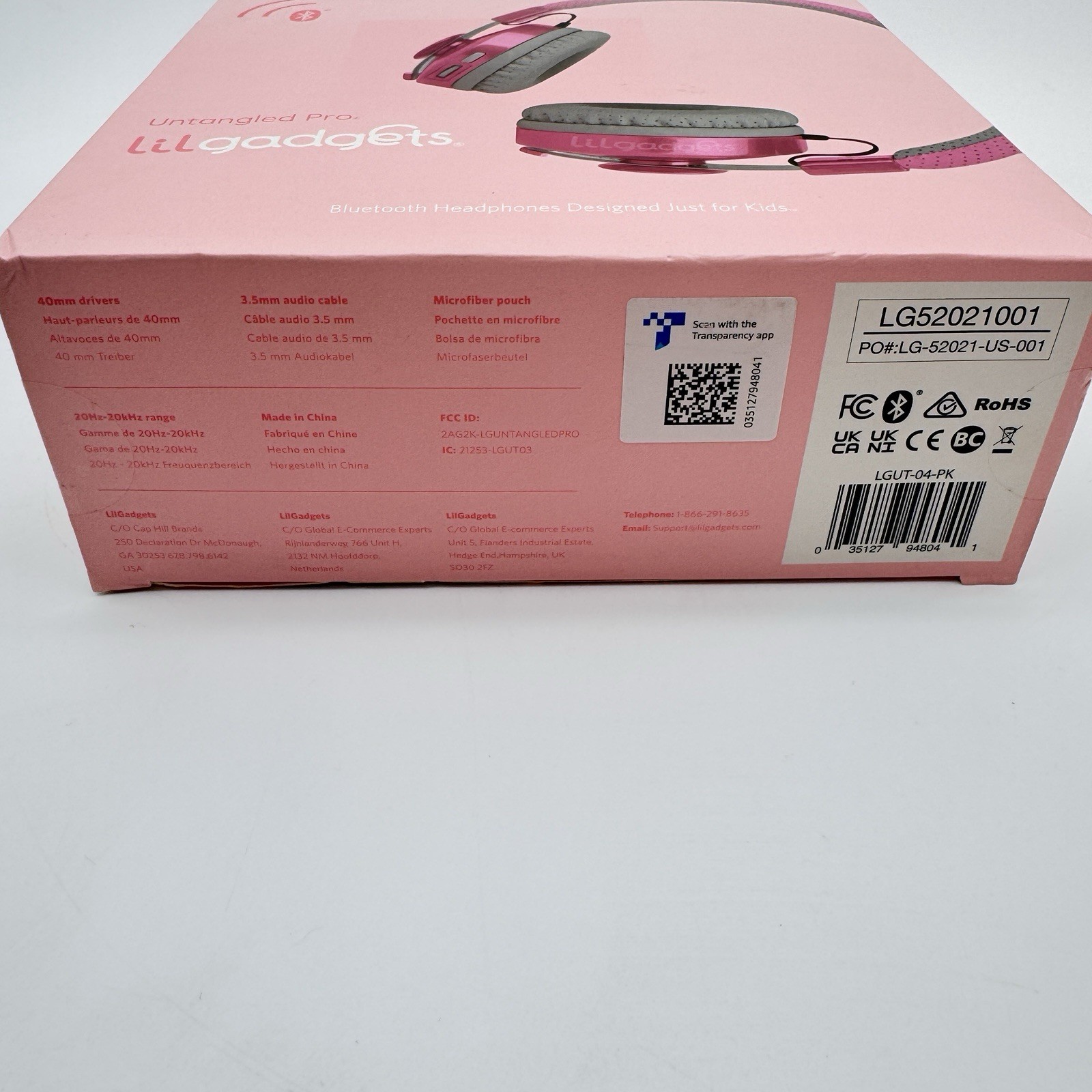 LilGadgets On-Ear Kids Headphones – 4+ Years, Pink, Untangled Pro