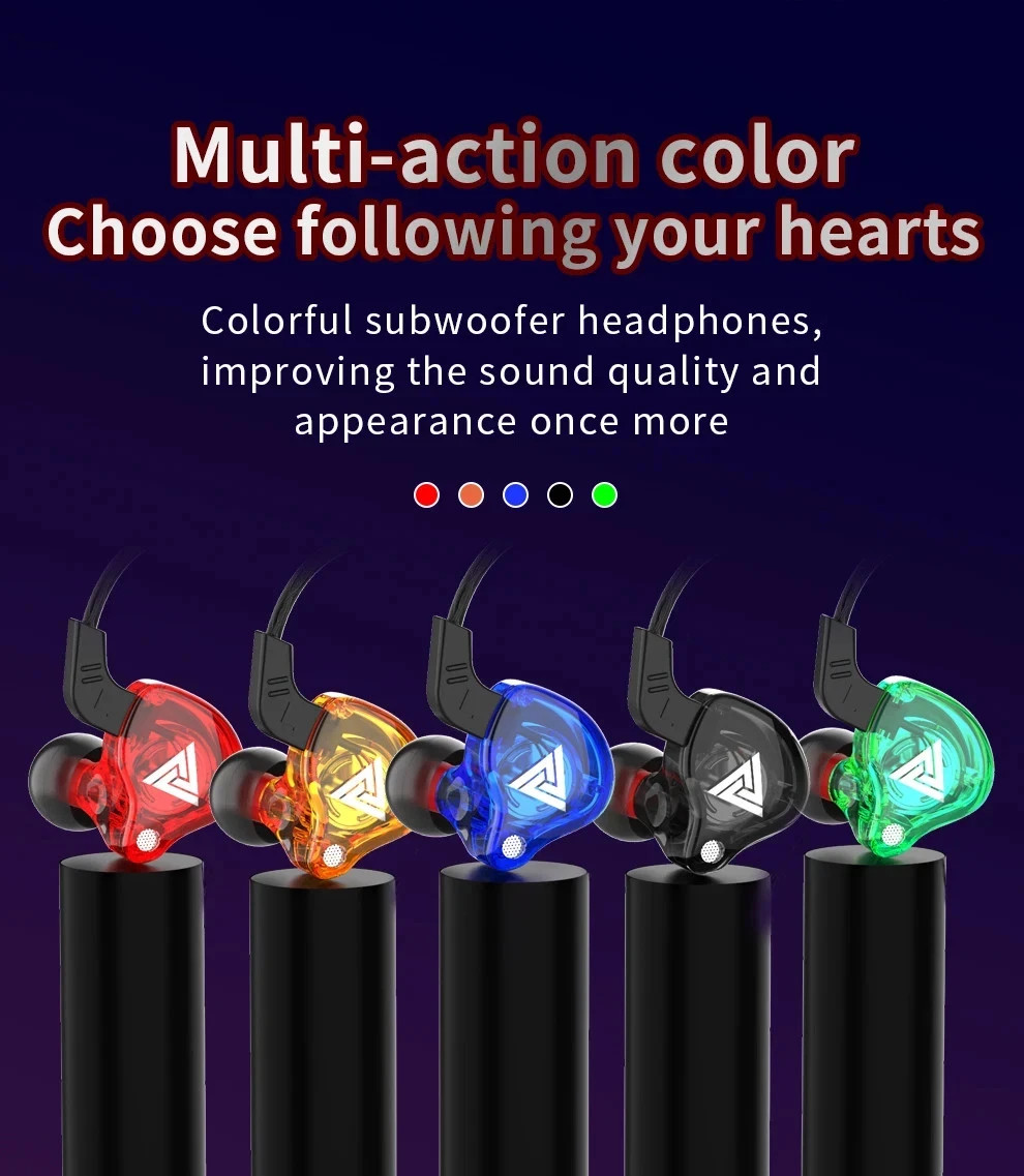 HiFi In-Ear Earphones with Mic Stereo Bass Sports Wired Earbuds QKZ AK6