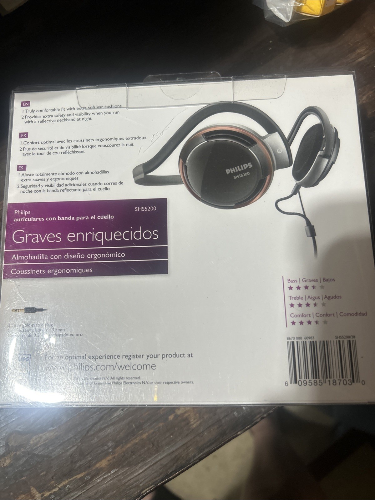 Philips SHS5200 Rich Bass Neckband Headphones Wired 3.5mm New Sealed