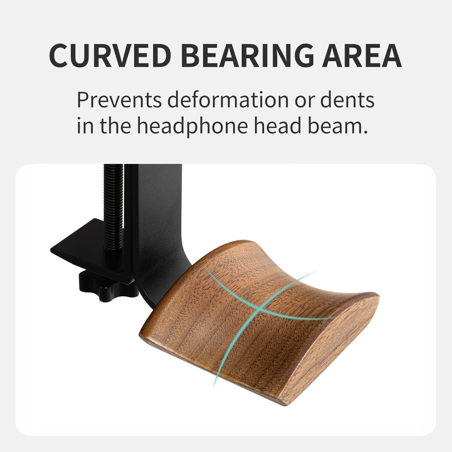 Adjustable ClampOn Desk Headphone Holder 6cm Wide Walnut Headrest Gaming
