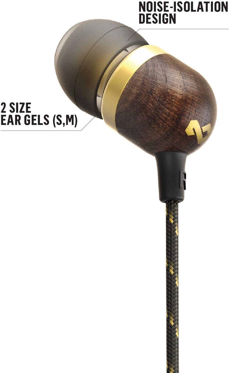 House of Marley Smile Jamaica Wired Earbuds w/ Mic Noise Isolating Brass