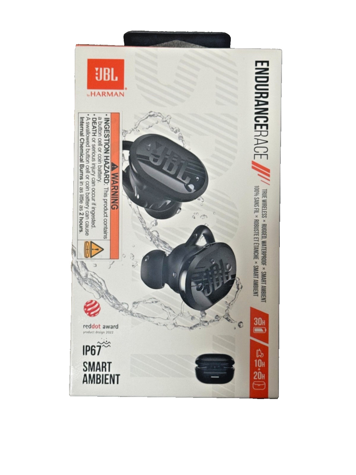 JBL Endurance Race True Wireless Sport Earbuds Waterproof Black NEW