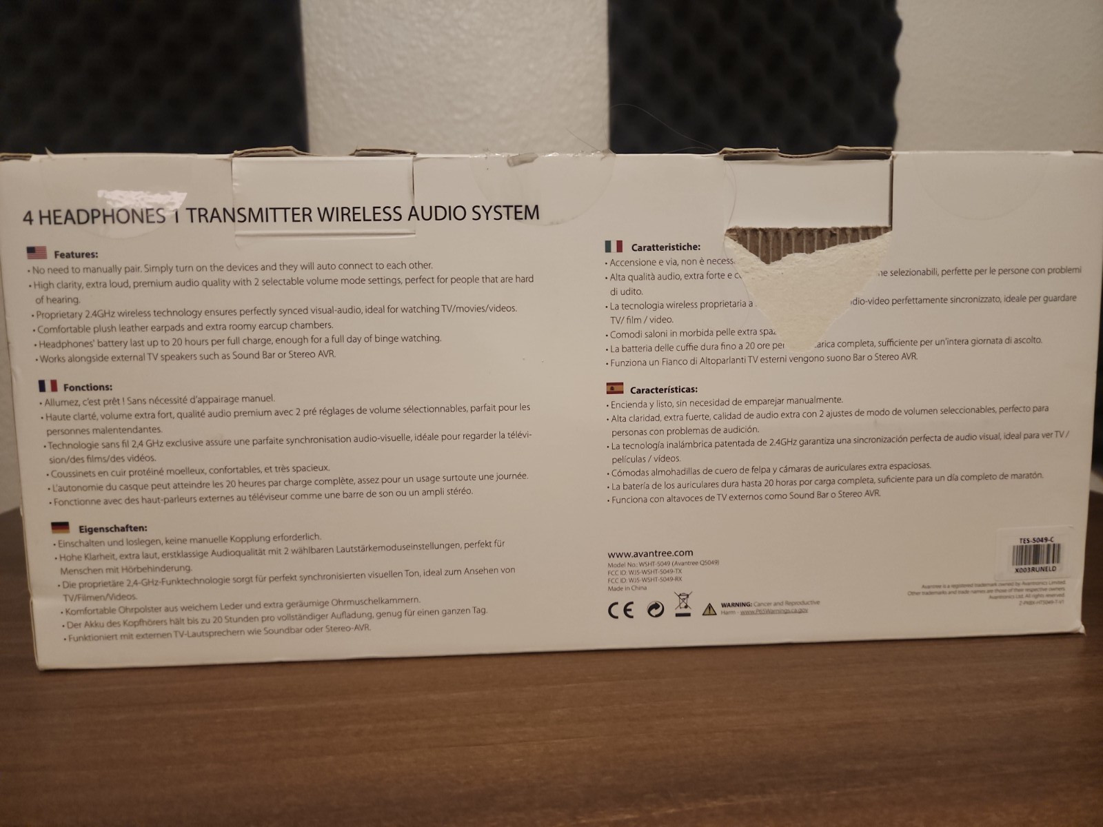 Avantree WSHT-5049 – 4 Wireless Group Listening Headphones 1 Transmitter – Q5049