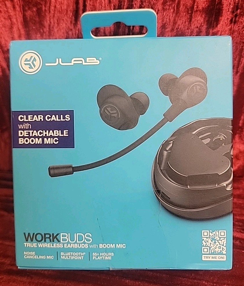 New JLab Work Buds True Wireless Earbuds with Boom MIC Black OPEN BOX NEW