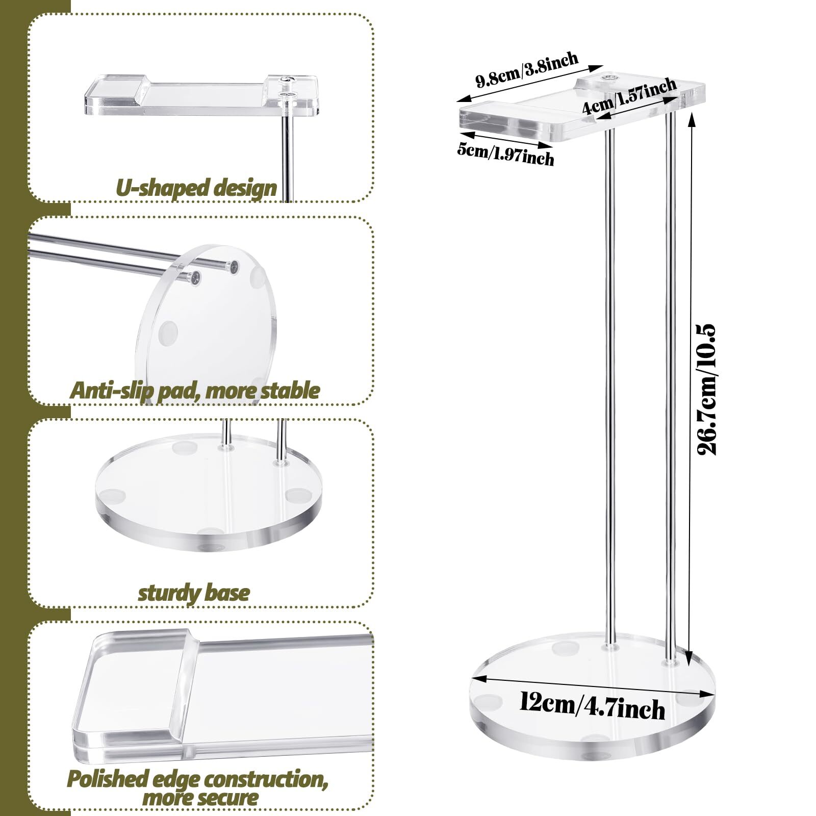 Clear Acrylic Headphone Stand Round Gaming Headset Holder Desktop Universal
