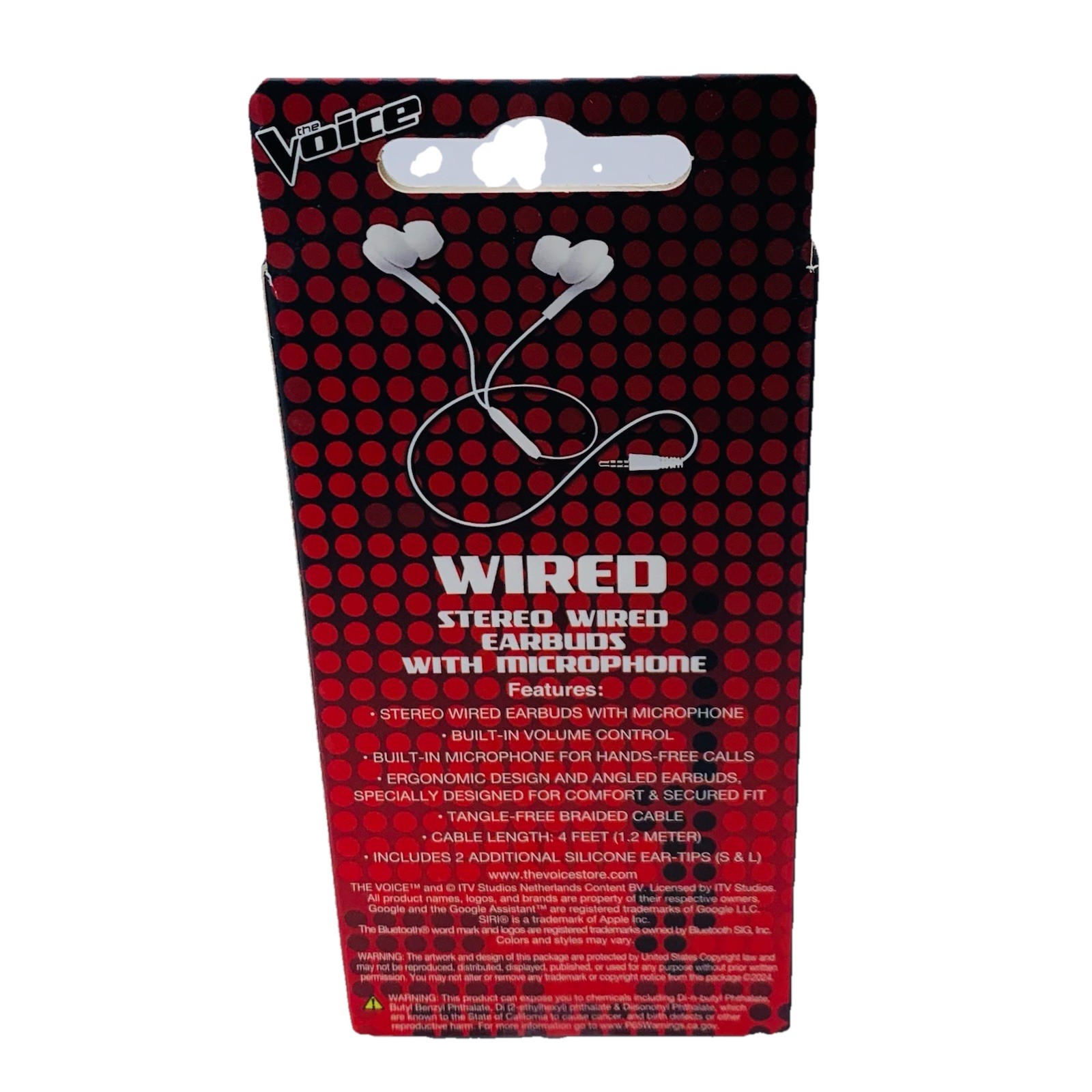 The Voice: Stereo Wired Earbuds with Microphone White 3.5mm Headphones – Sealed