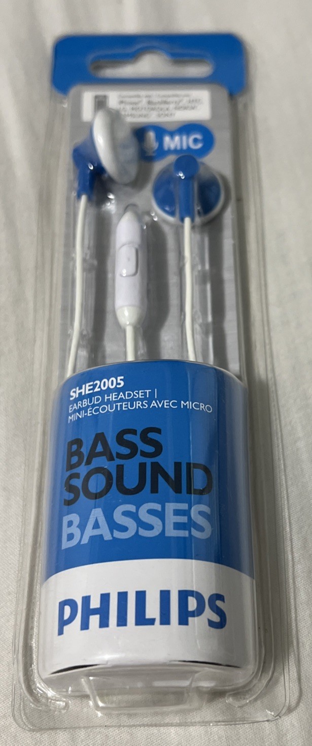 Phillips Bass Sound Blue And White In Ear Headphones