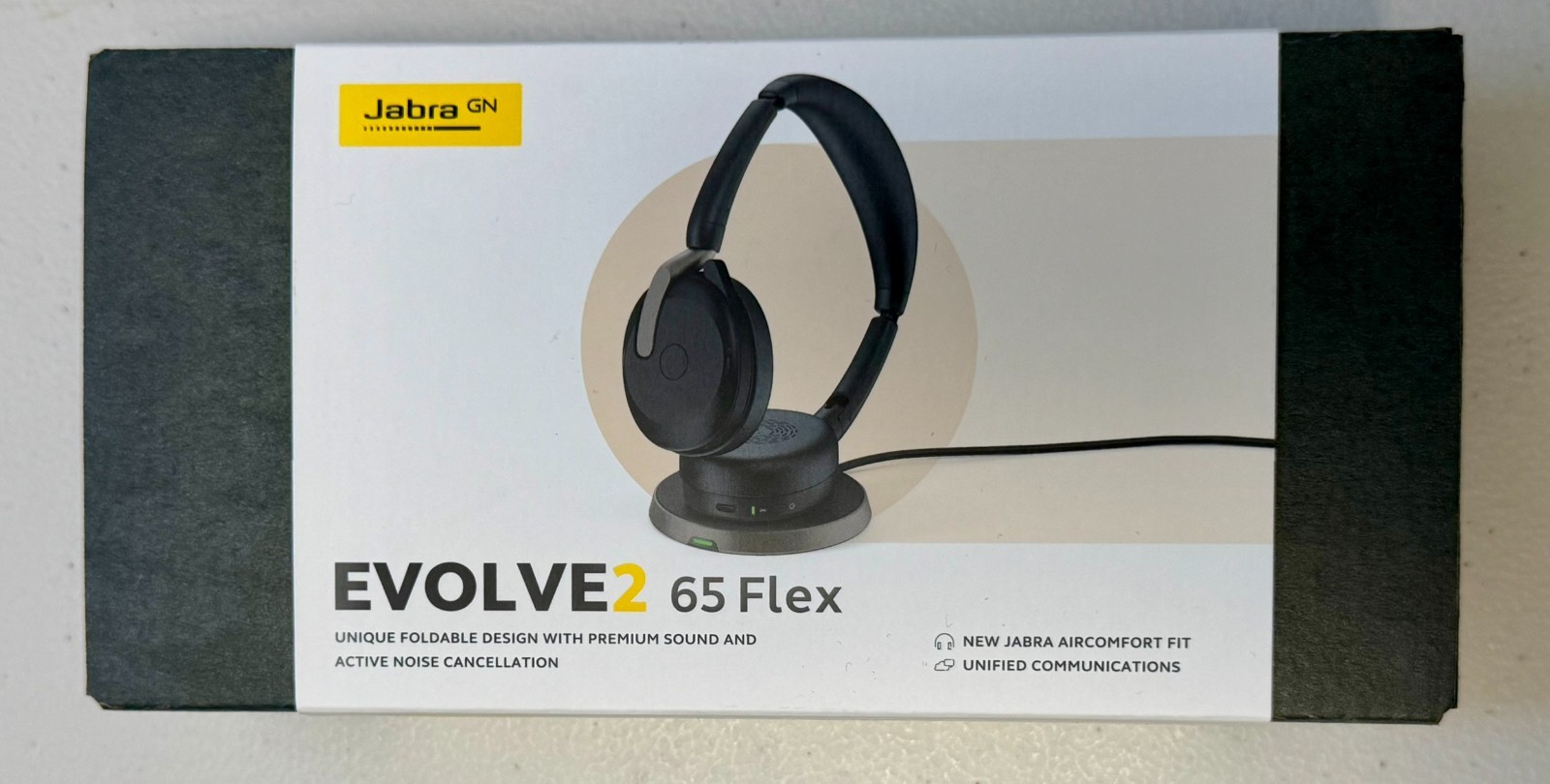 Jabra Evolve2 65 Flex UC Bluetooth ANC Foldaway Headband Black w/ Charging Pad