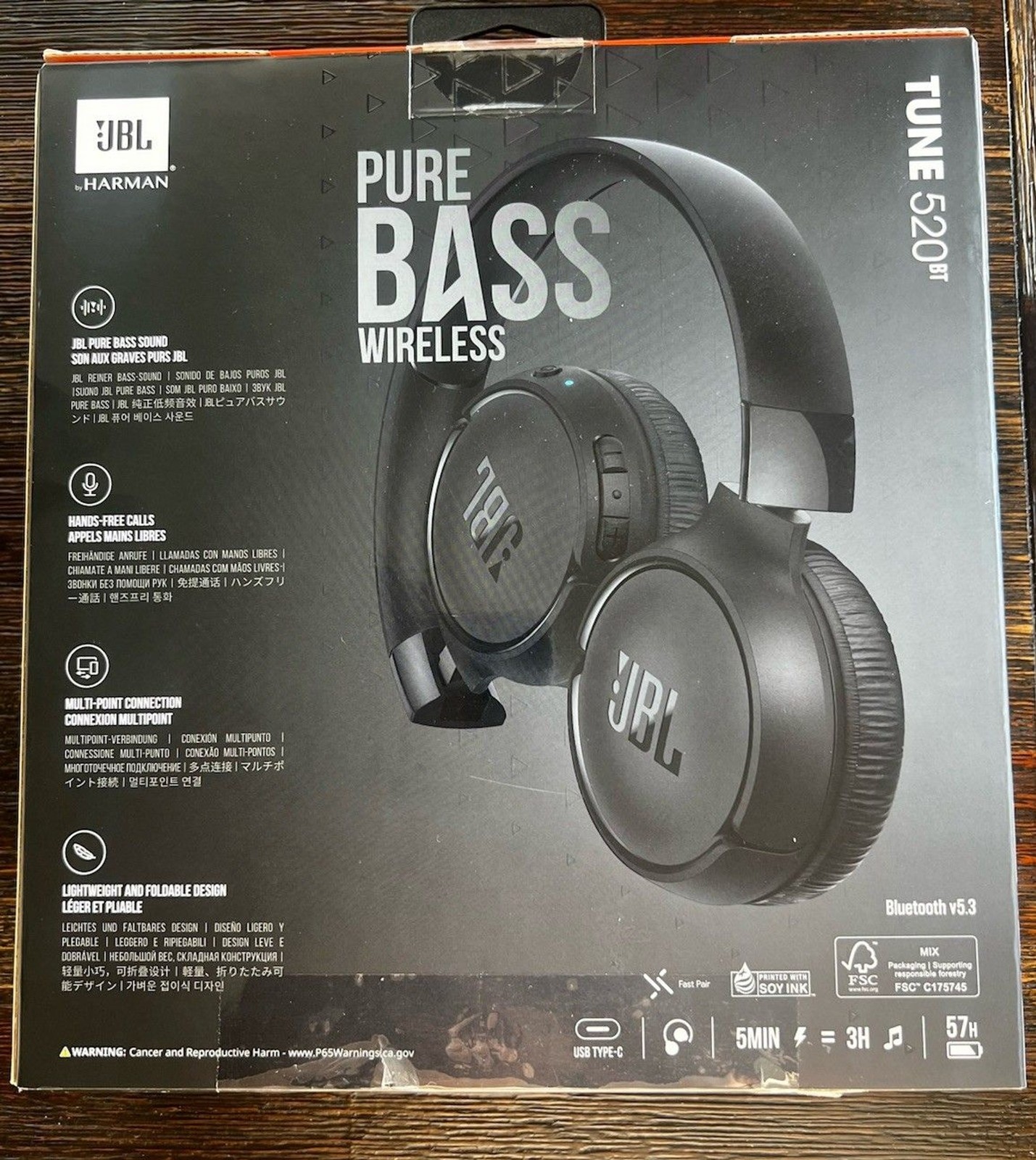 JBL Tune 520BT Wireless Bluetooth On-Ear Headphones With Built-In Microphone NEW
