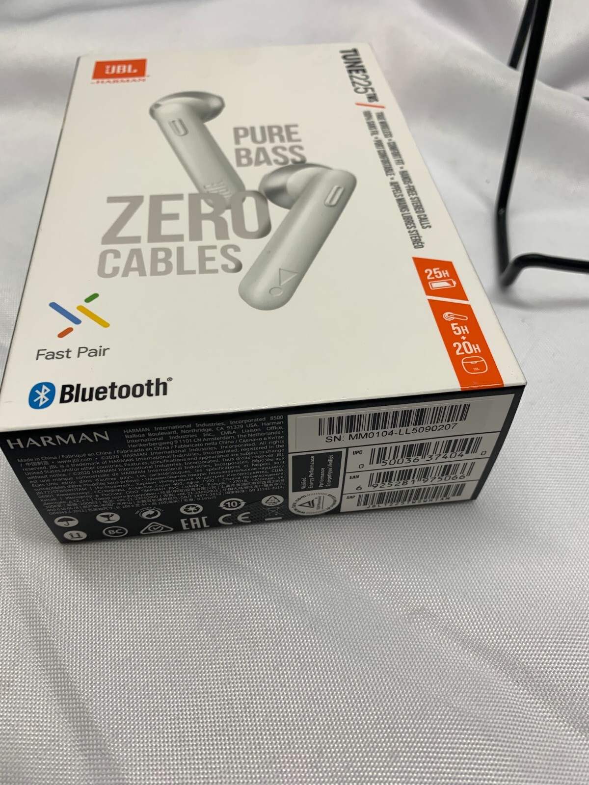 JBL Tune 225TWS Bluetooth Headphones-WHITE *New-Sealed