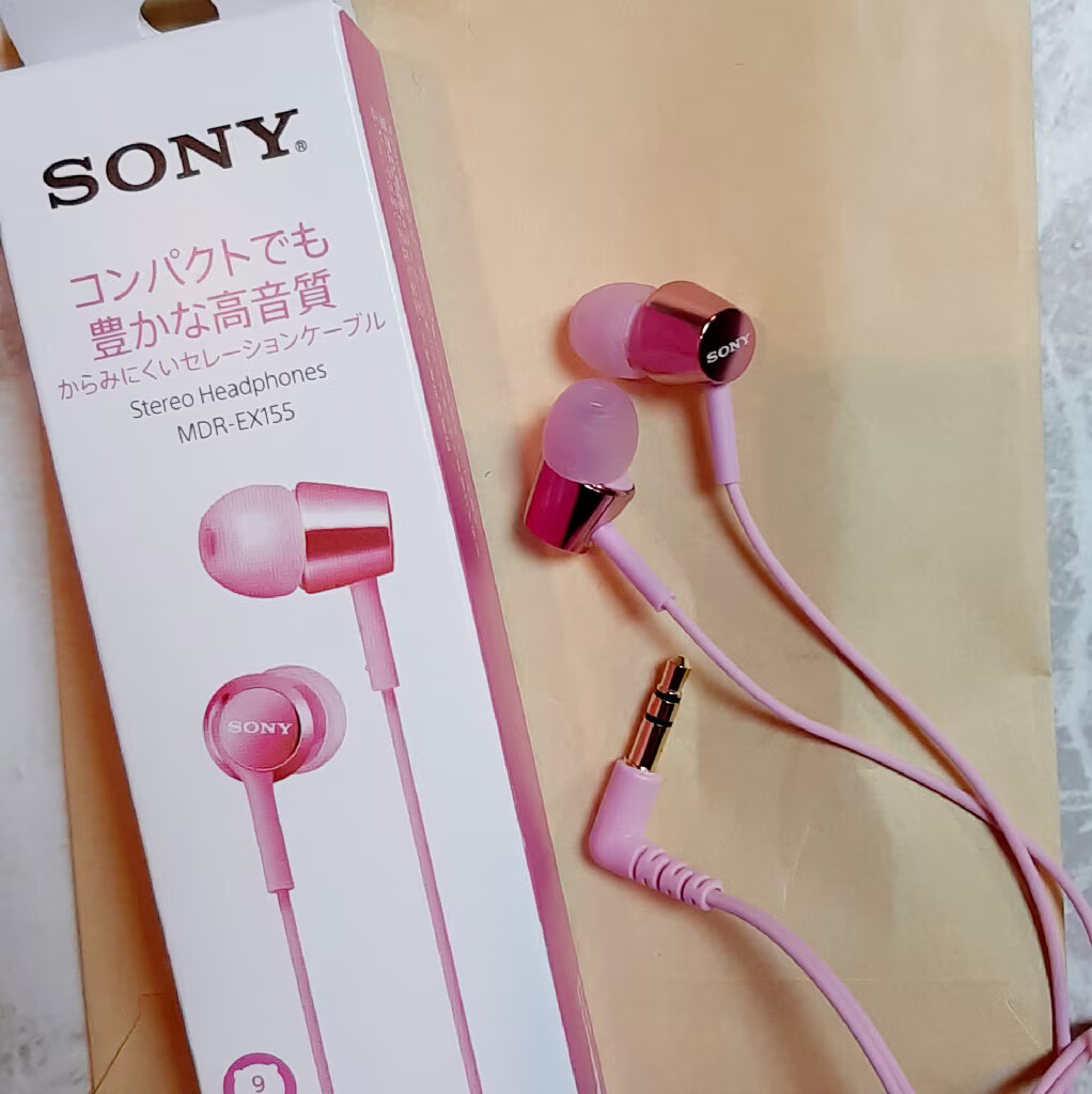 SONY MDR-EX155 Closed Dynamic In-Ear Headphones Light Pink From Japan