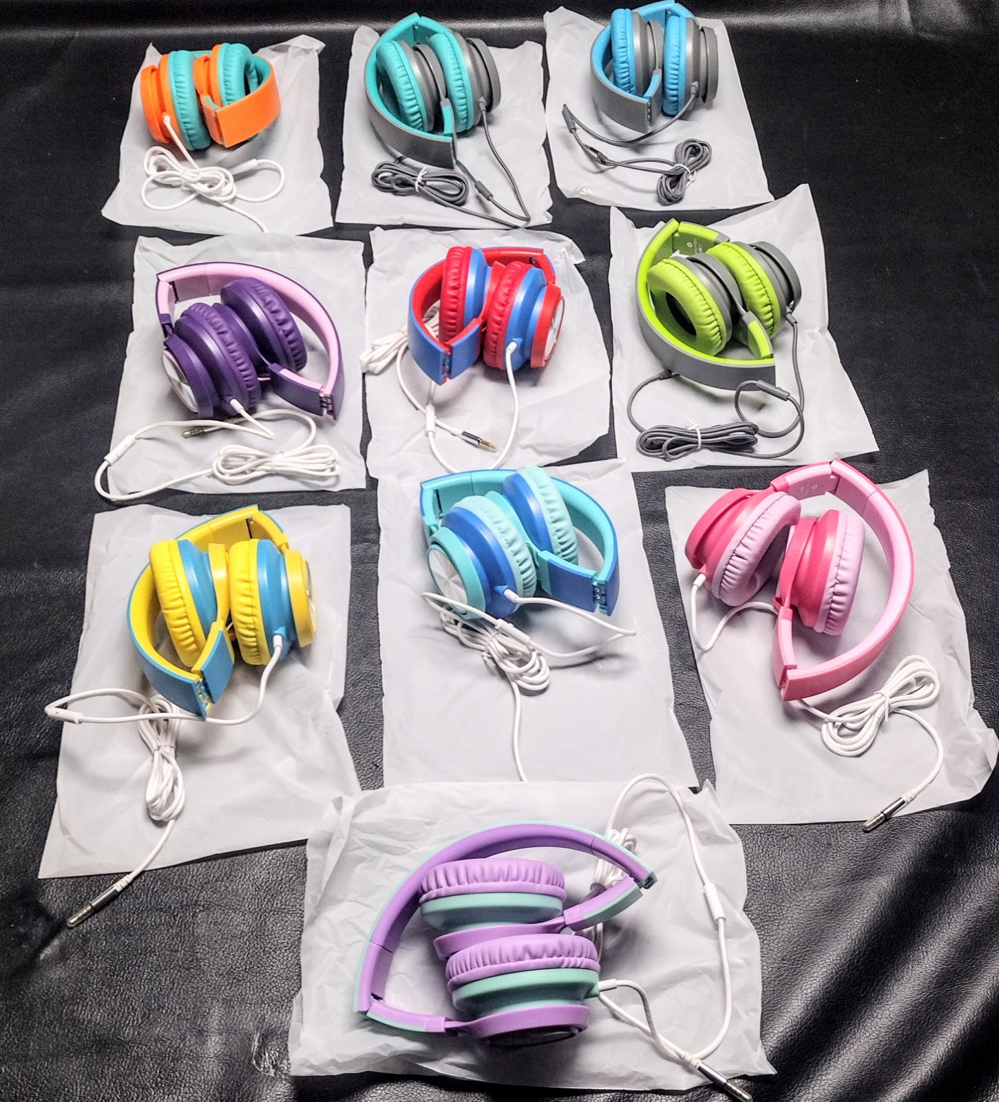AILIHEN Kids Headphones 10 Pack, Wired On-Ear Classroom Microphone, 3.5mm Jack