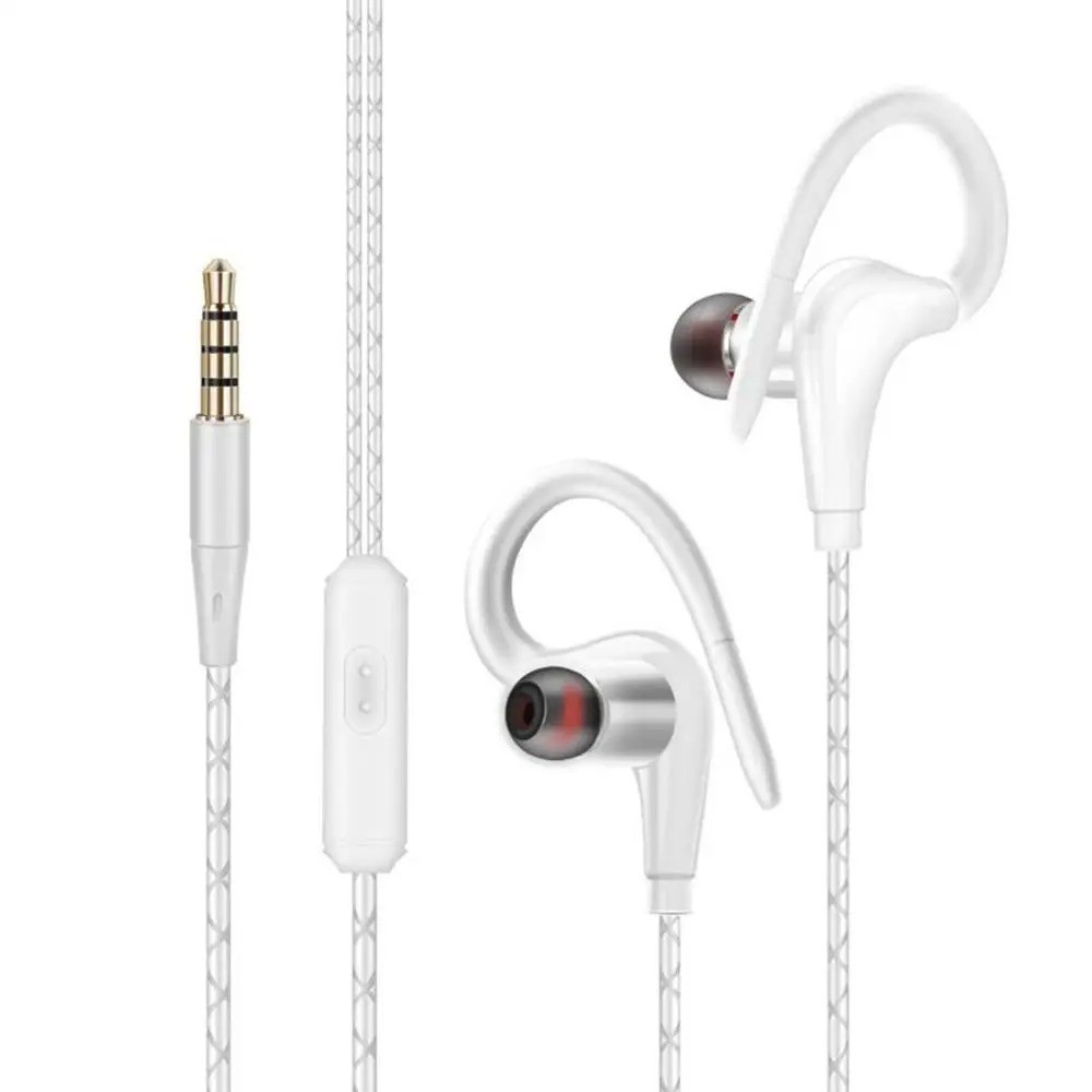 3.5mm In-Ear Wired Earbuds Sports Running Earphone Over Ear Hook Headphone w/MIC
