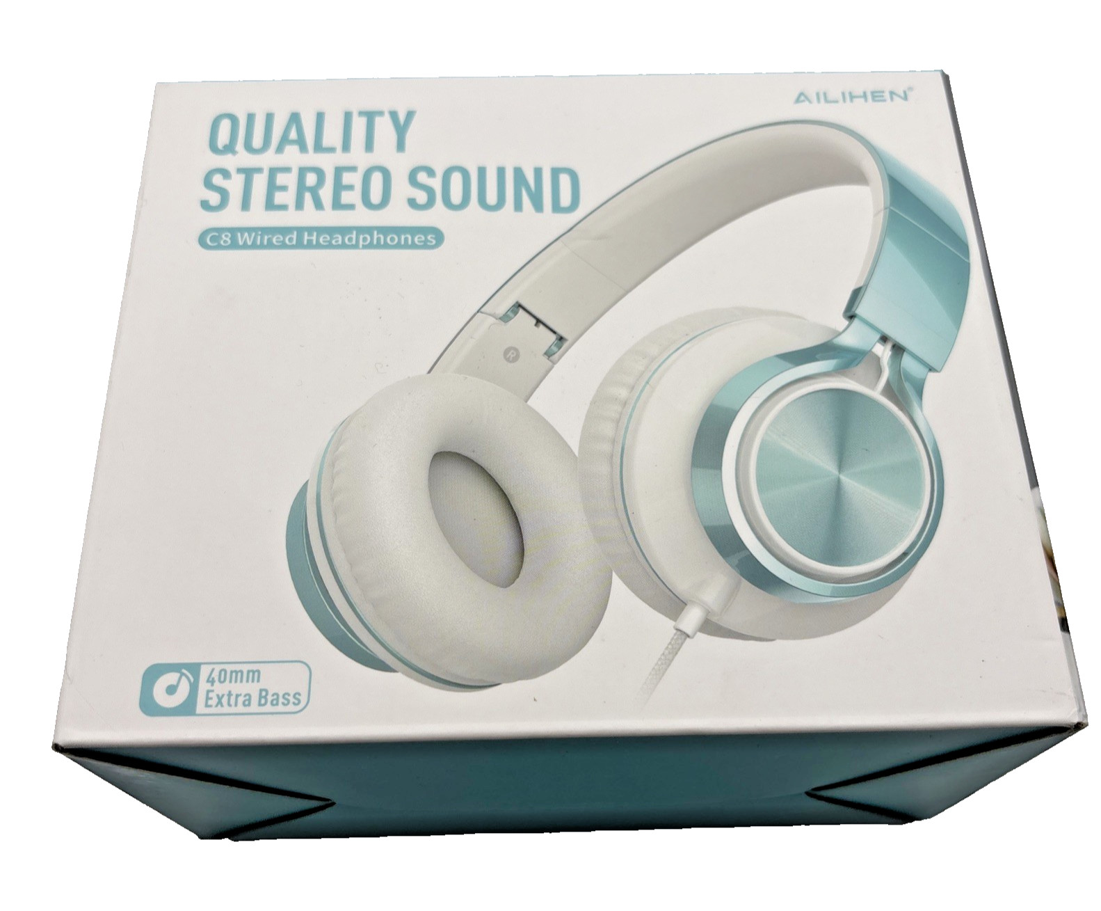 AILIHEN C8 Wired Headphones with Mic and Volume Control Corded 35mm Lime Green