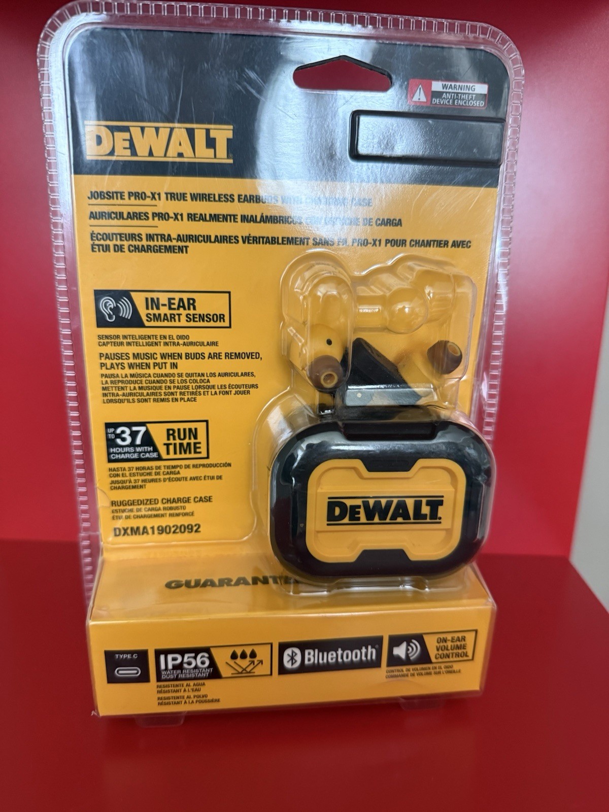 DEWALT DXMA1902092 Pro-X1 Jobsite Bluetooth Earbuds – Black/Yellow NEW Open Box