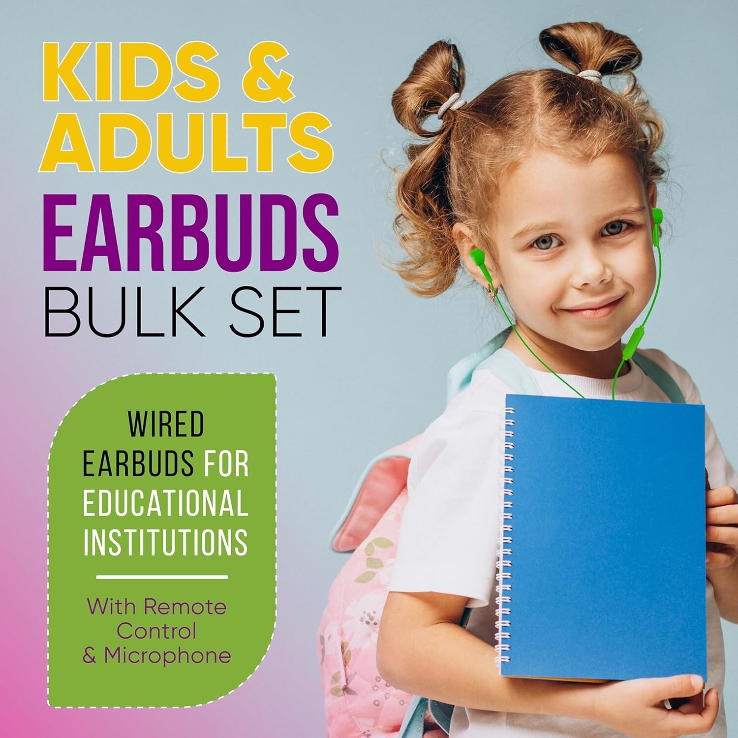 Vibrant Bulk Wired Earbuds with Microphone, Perfect for Classrooms and Libraries