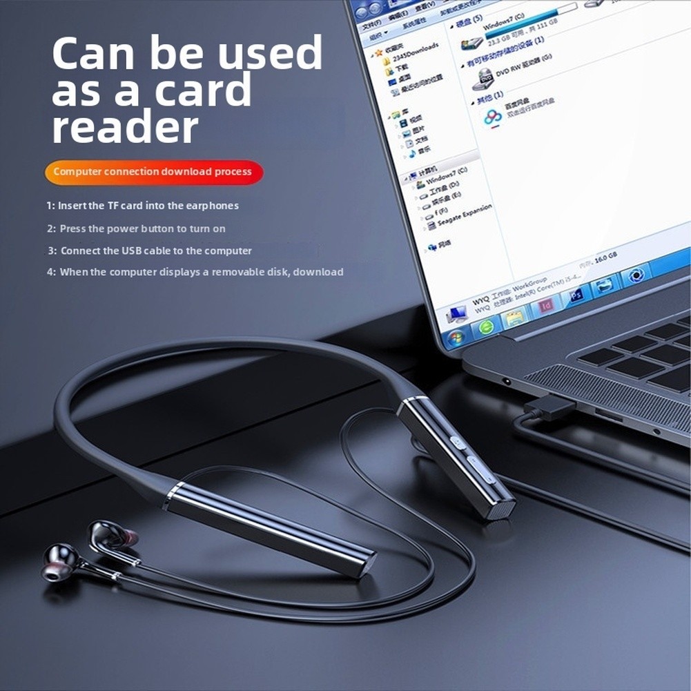 Wireless Neckband Headphones with BT 5.0 Stable Connection 10M Range 100H