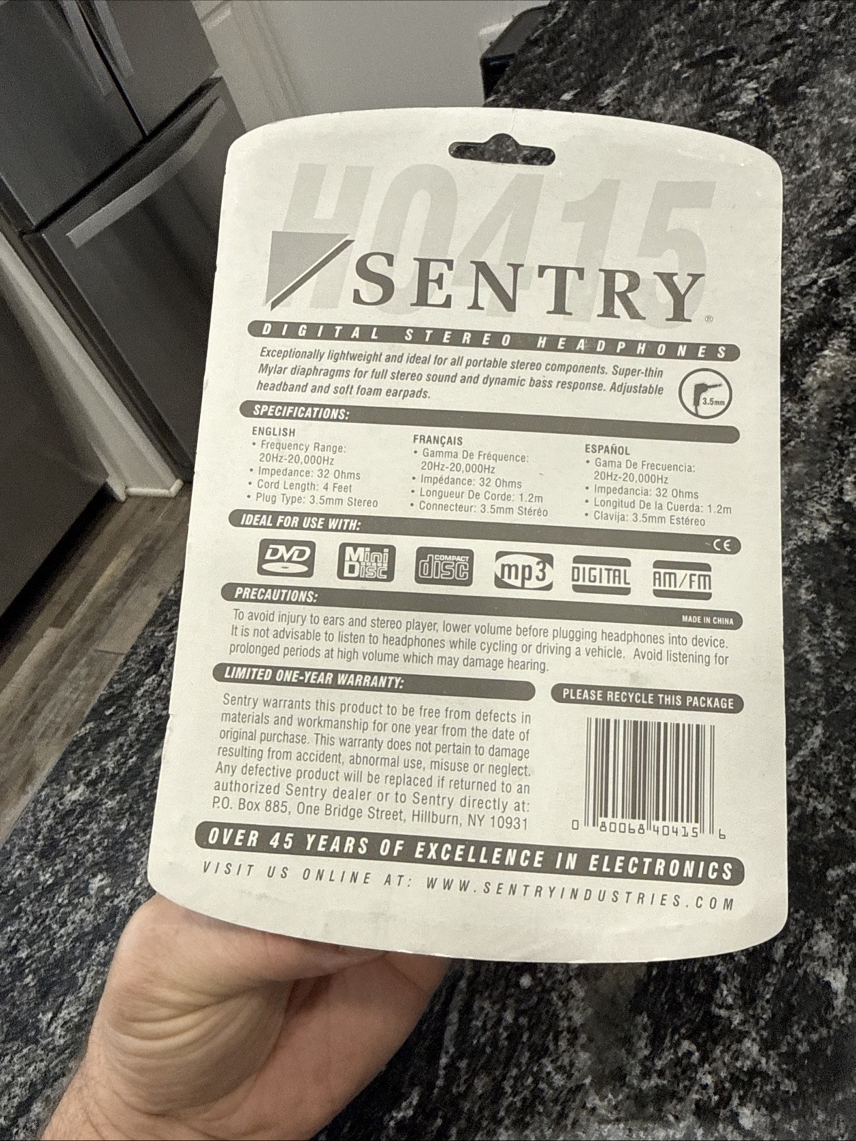 Sentry Mini Stereo Headphones Vintage Model HO415 New NOS 1980s For CD Player