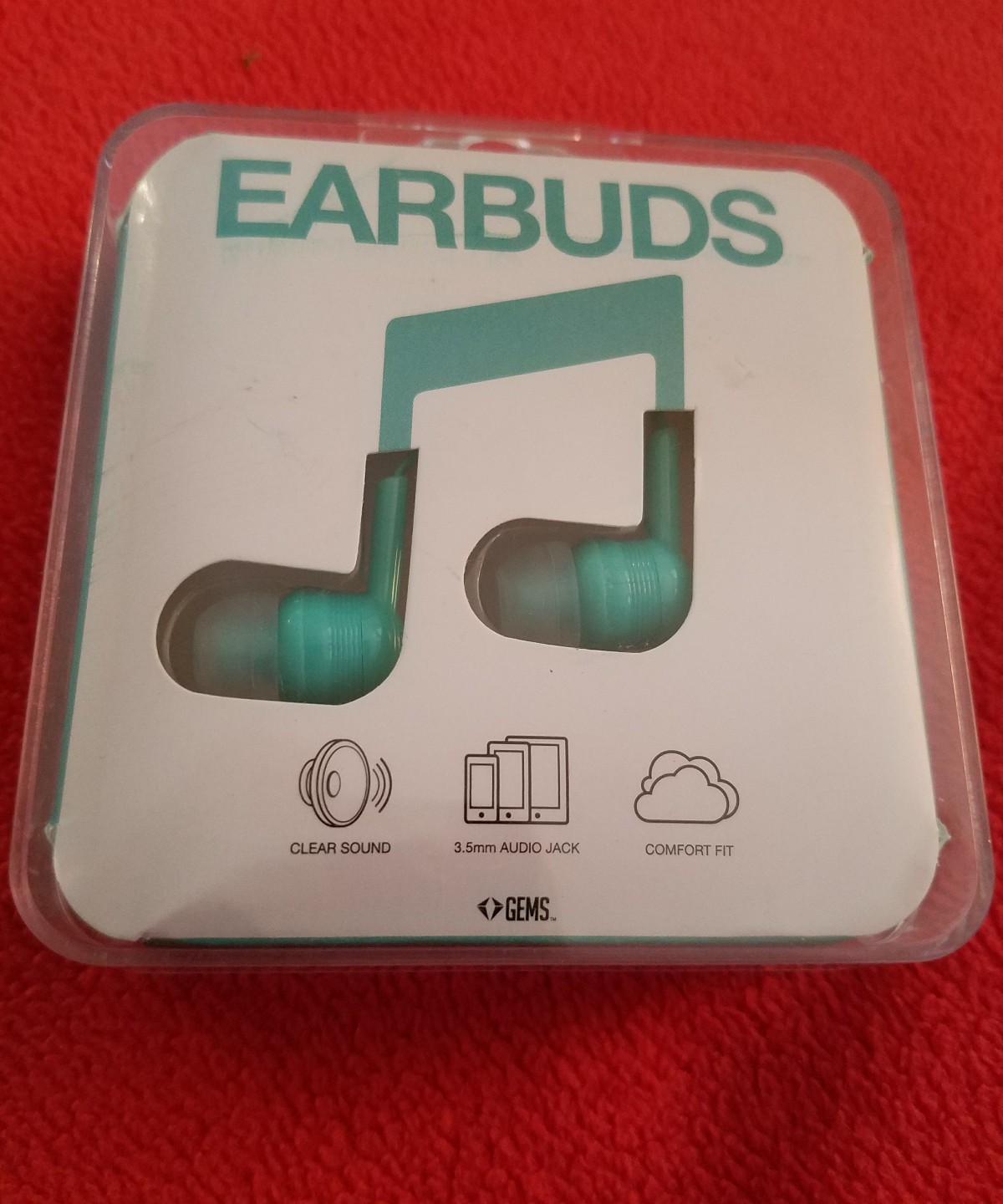 GEMS EARBUDS, Turquoise, Clear Sound, 3.5mm Audio Jack, Comfort Fit, NEW 9#8
