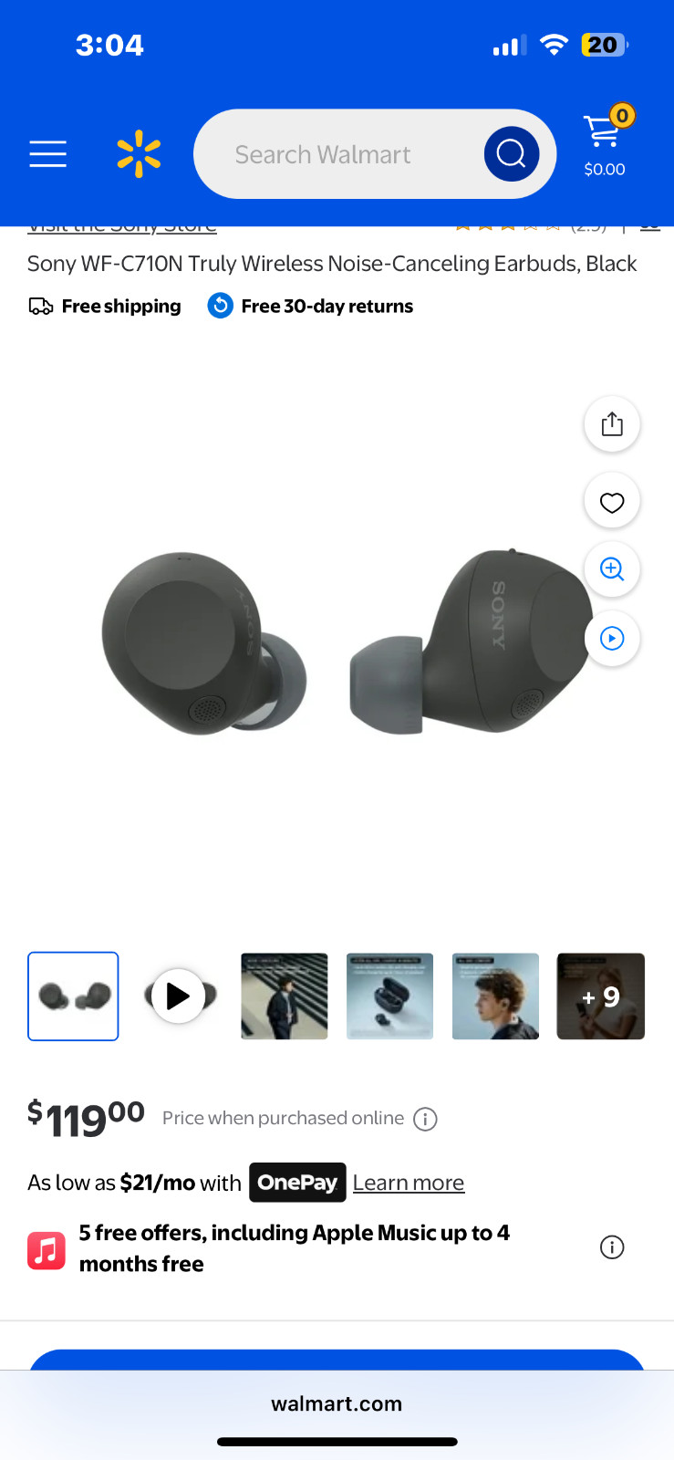 sony wf-c710n earbuds, True noise cancelling all black