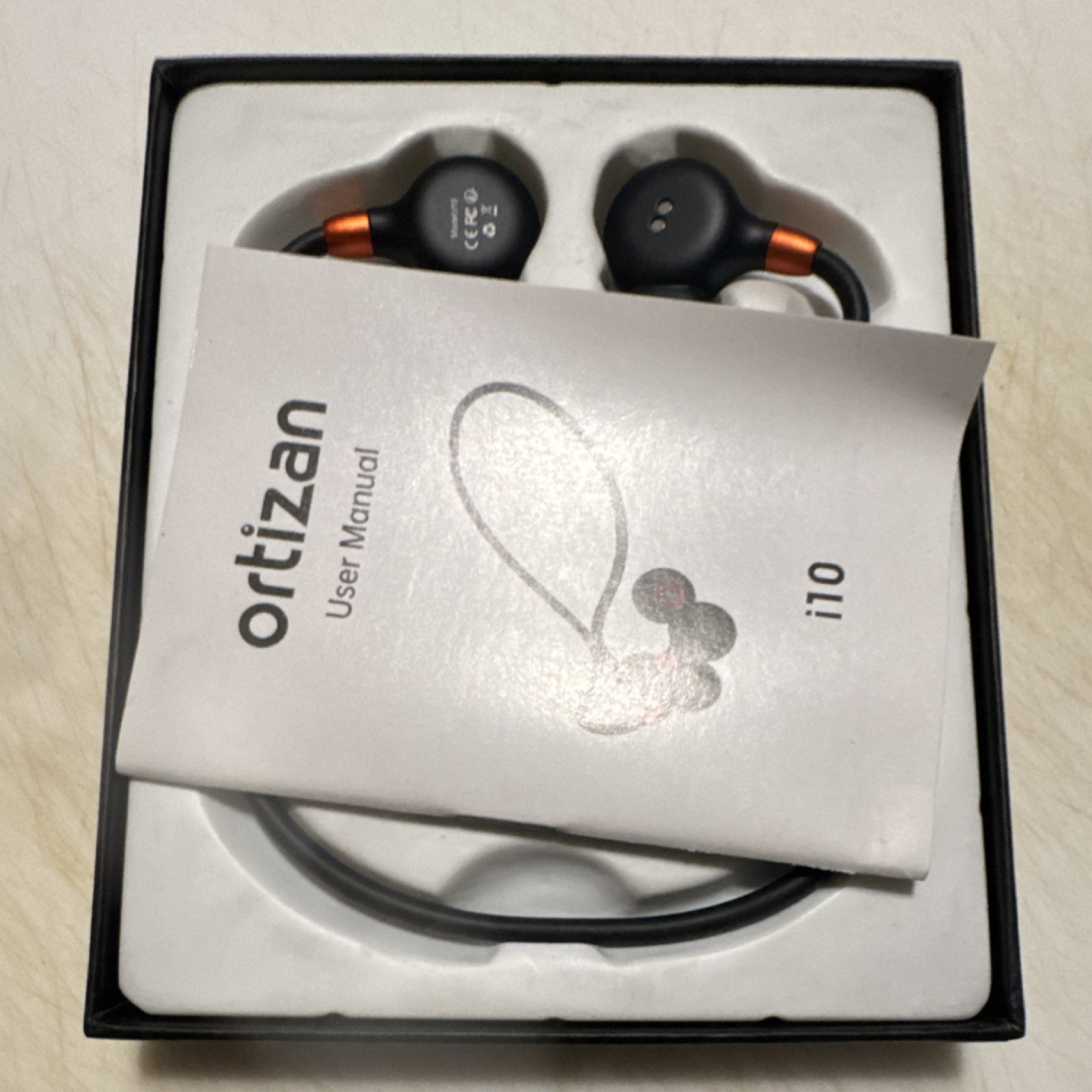 Ortizan i10 Wireless Ear-hook Headphones Air Conduction Black Orange Double