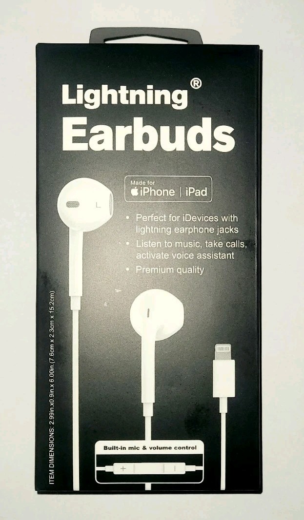 Lightning In-Ear Earbuds White, Built-In Mic, In-Line Control, Voice Assistant