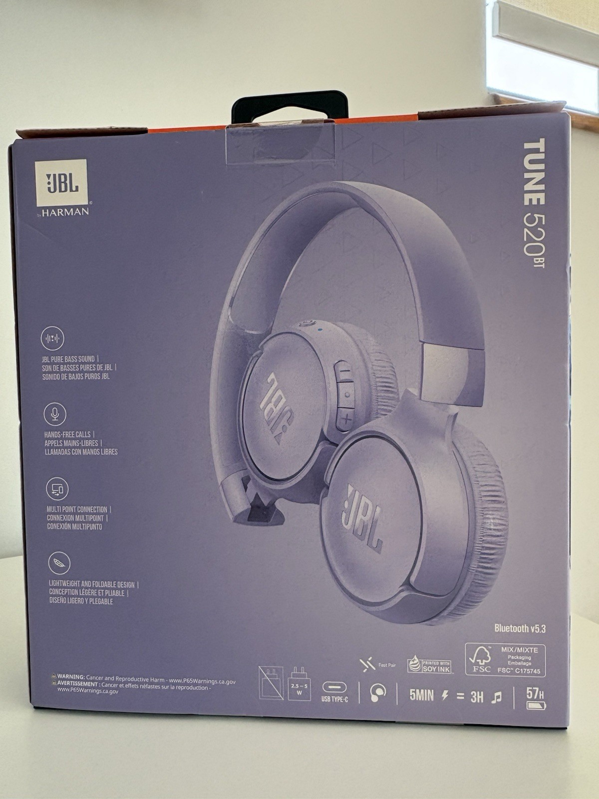 JBL Tune 520BT Wireless Bluetooth Headphones | Purple
