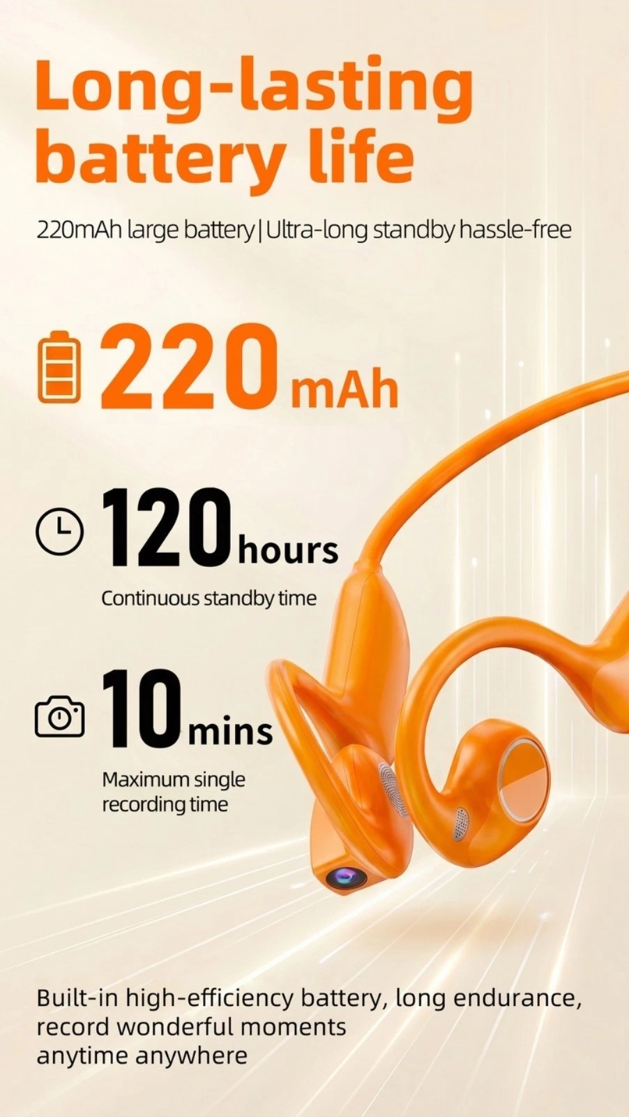 Bluetooth Headset AI Translation 800W Camera Video Photo Wireless Sports