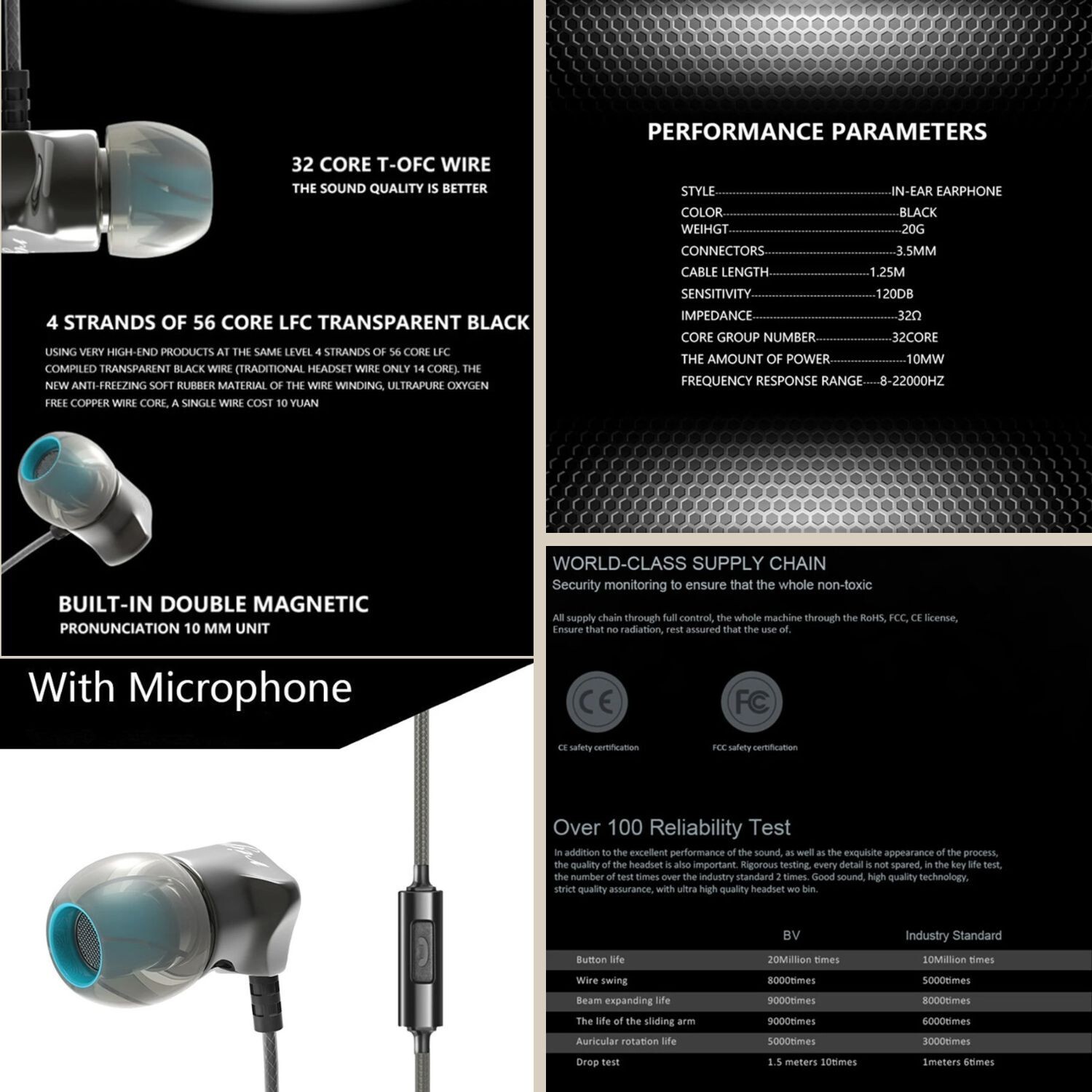 QKZ DM7 Metall In-Ear-Kopfhörer Kabel 120dB Ergonomische Sport Ohrhörer Mikrofon