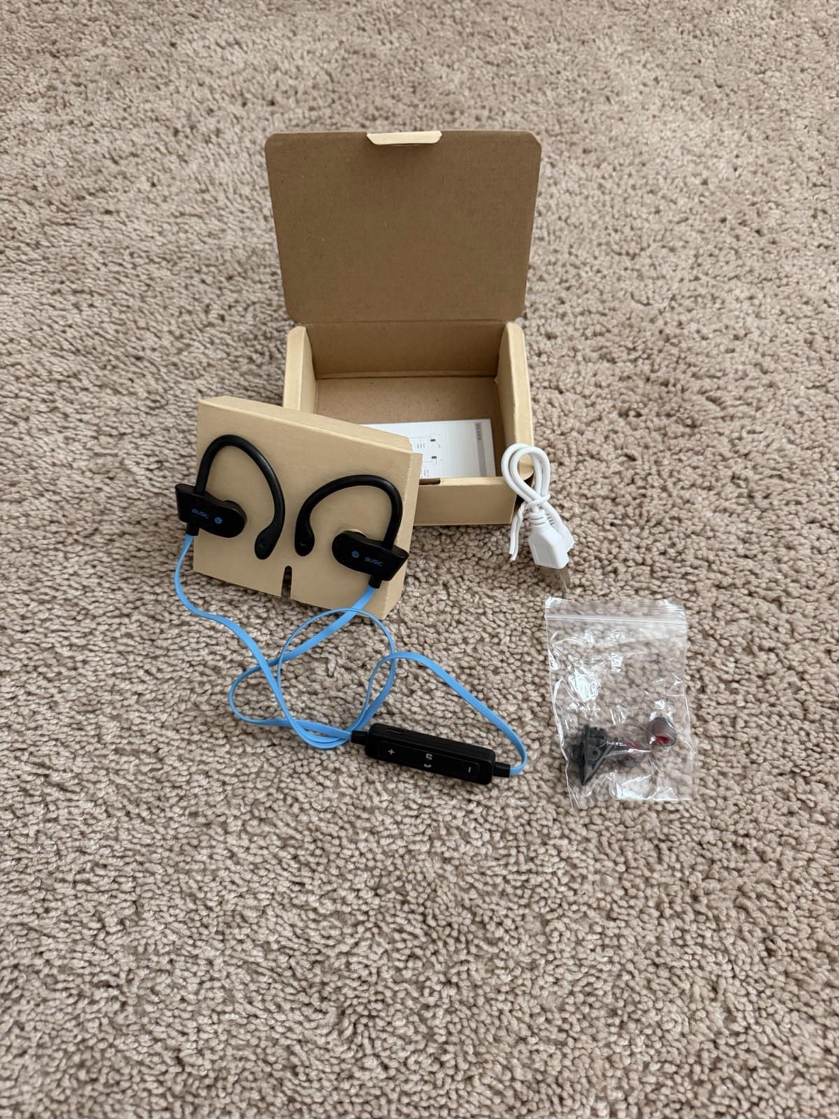 Wireless Bluetooth Ear-hook Headphones Black/Blue Stereo Hands-Free In-Ear