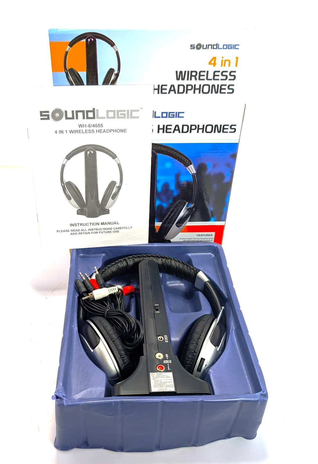 SoundLogic 4 In 1 Wireless Headphones With FM Radio Online Chat Wired Option