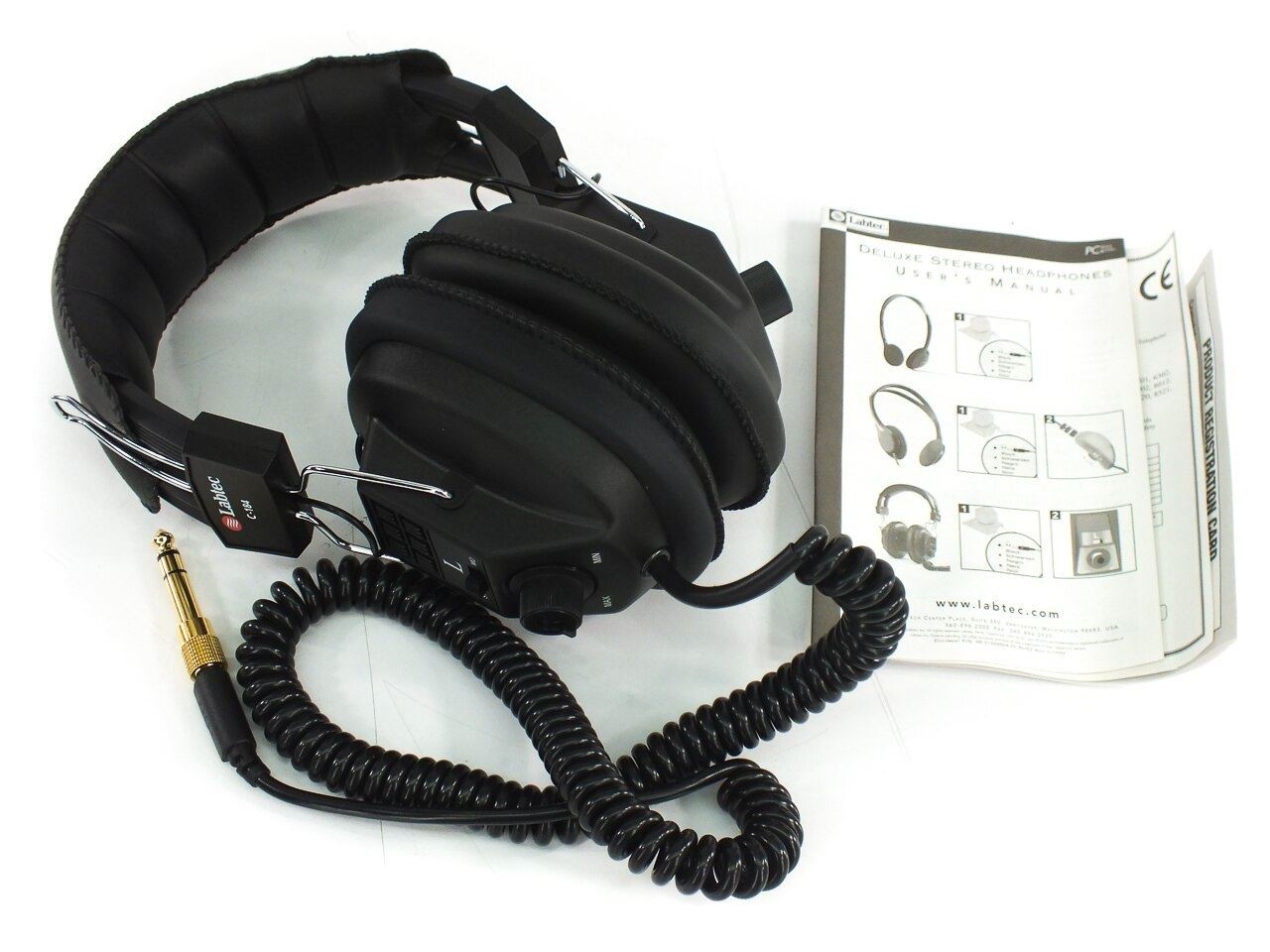 Labtec C-184 Stereo/Mono Headphones with Volume Control 3.5mm 1/4″ – New In Box