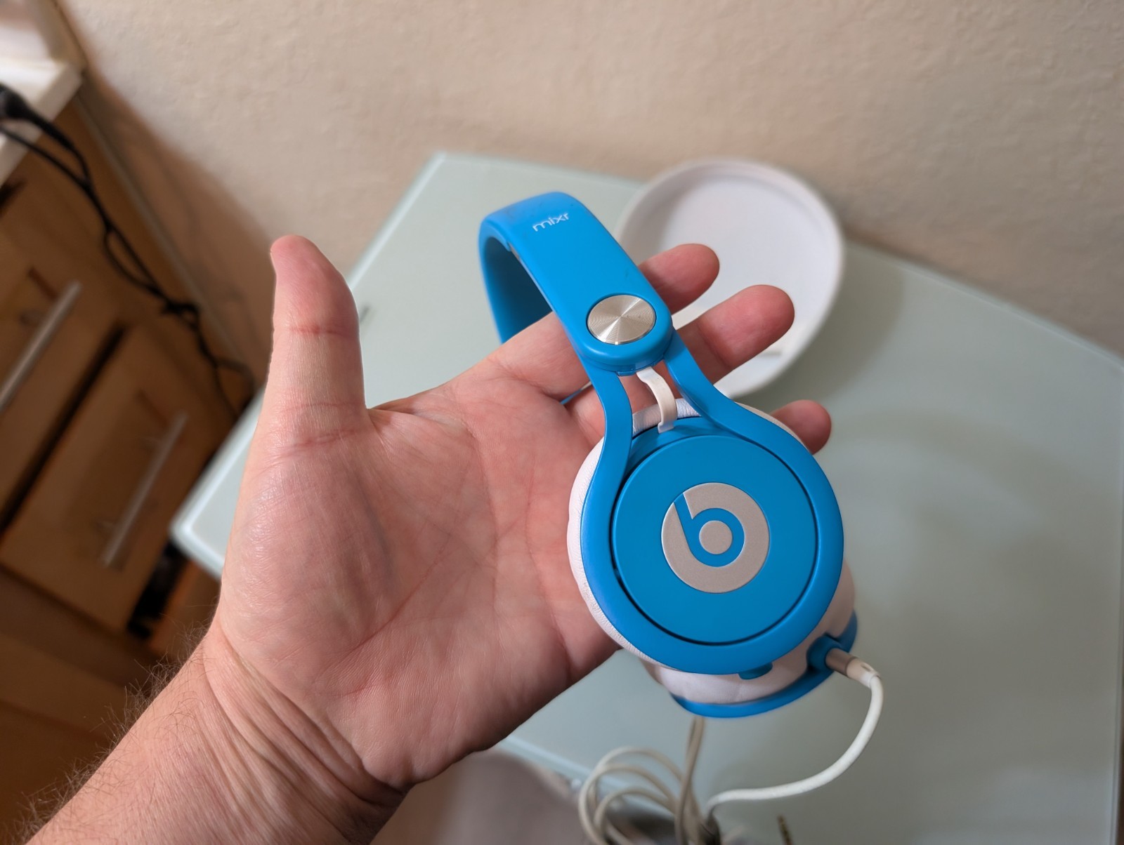 USED Working Beats Mixr Wired Headphones David Guetta Limited BLUE & Case READ