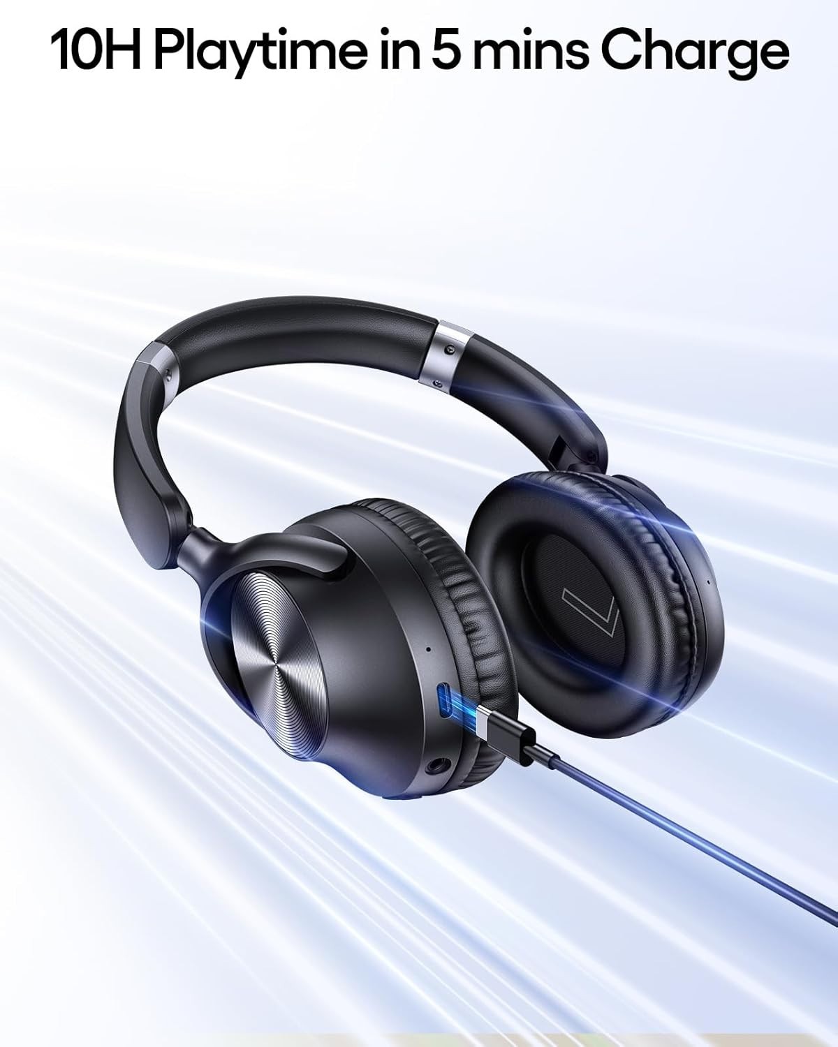 TAGRY Hybrid Active Noise Cancelling Headphones 100H Playtime Wireless Over Ear