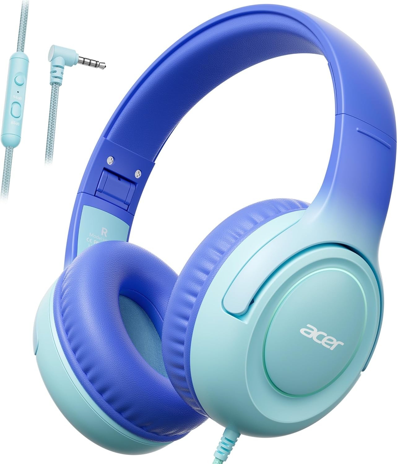 Acer Kids Headphones – 85/94dB Volume Limiter, Foldable Wired Over Ear Headphone