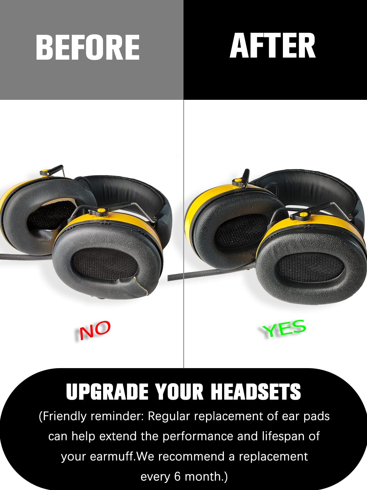 PROHEAR FEP01-1Pair Replacement Foam Ear Pads (Upgraded) for 3M WorkTunes Connec