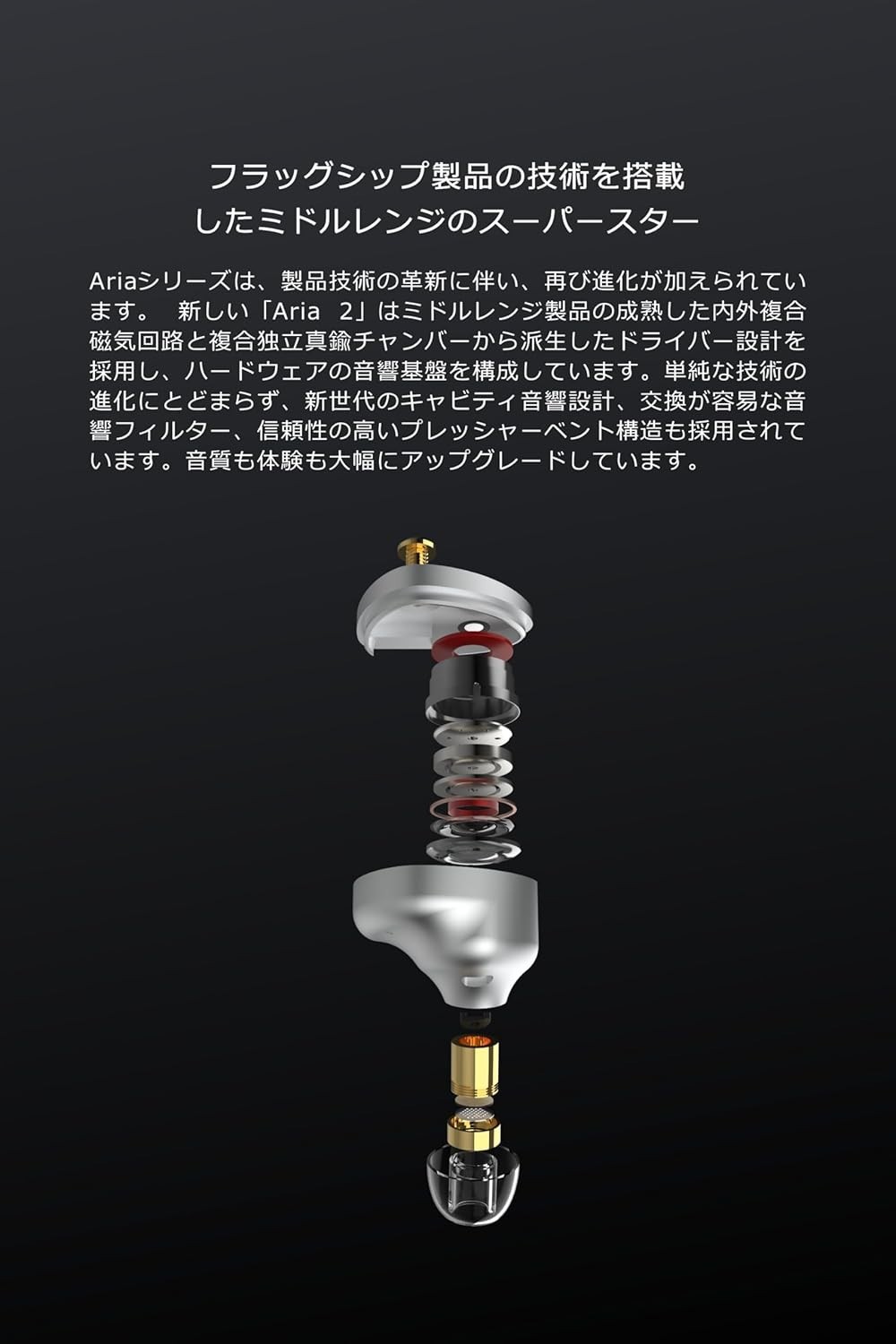 ARIA 2 Silver In-Ear Headphones with Brass Nozzle