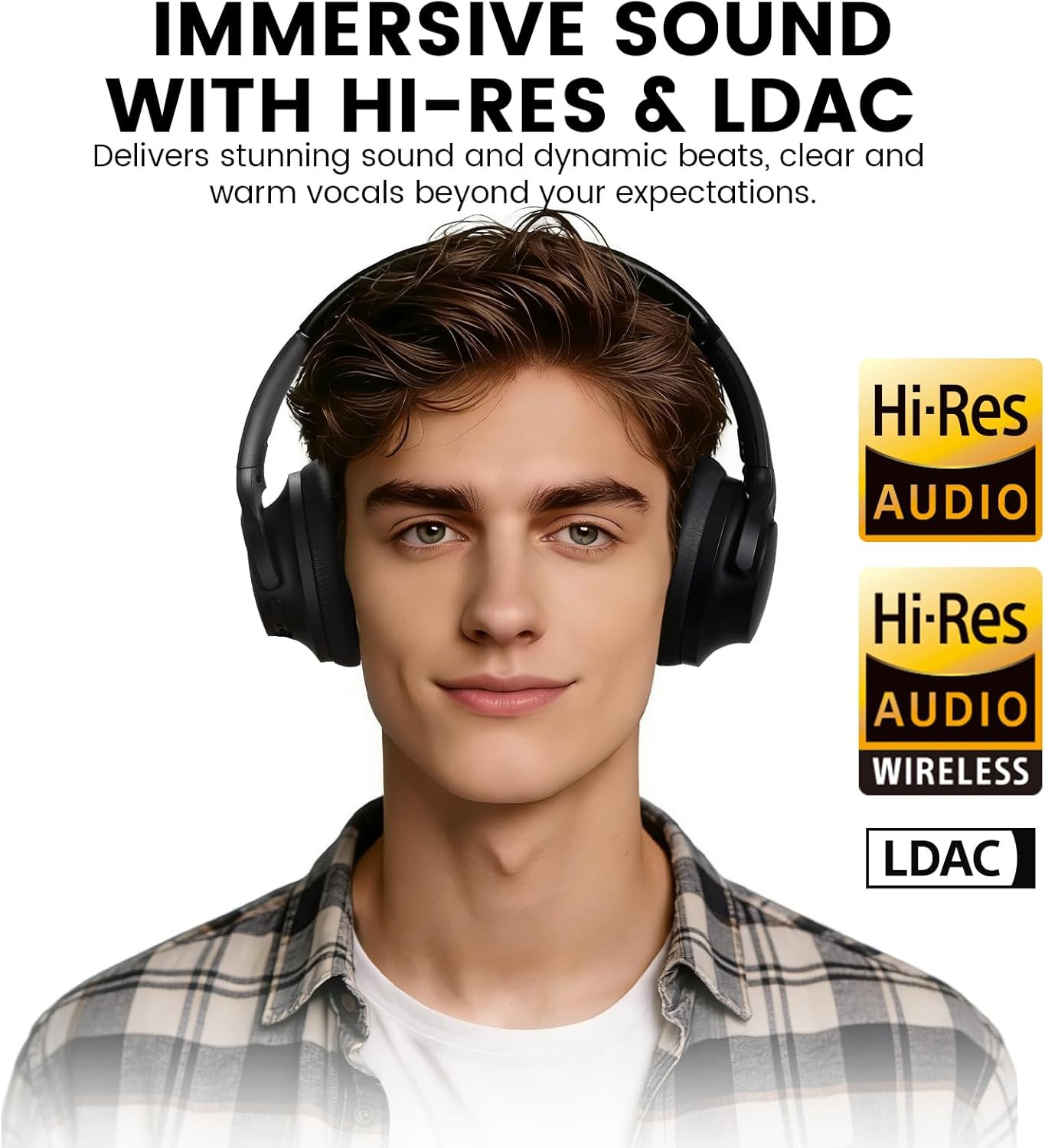 Y8+ Hybrid Active Noise Cancelling Headphones, 100H Ultra Playtime, Bluetooth 6.