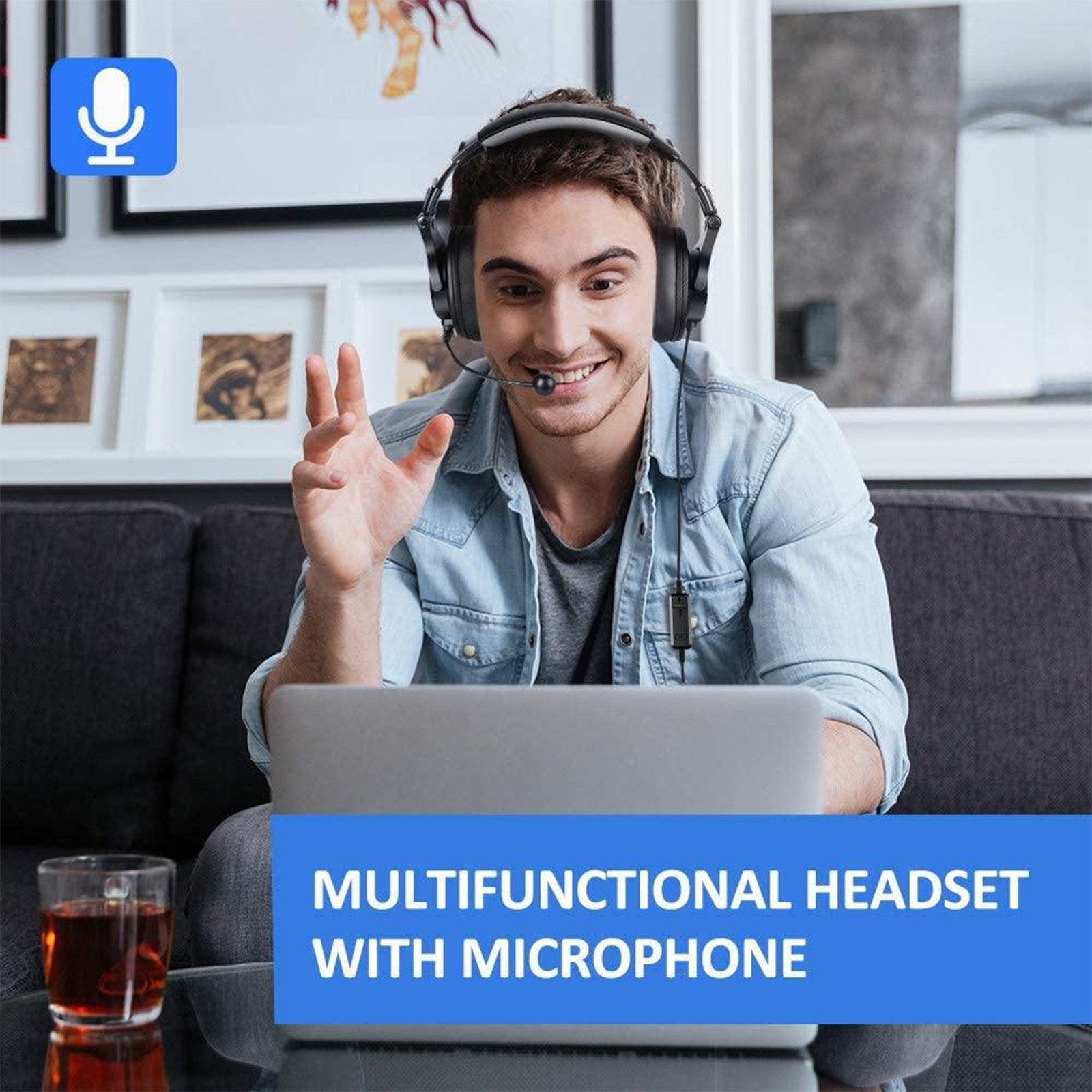 OneOdio A71D Computer Gaming Wired Over Ear Headset with Detachable Microphone