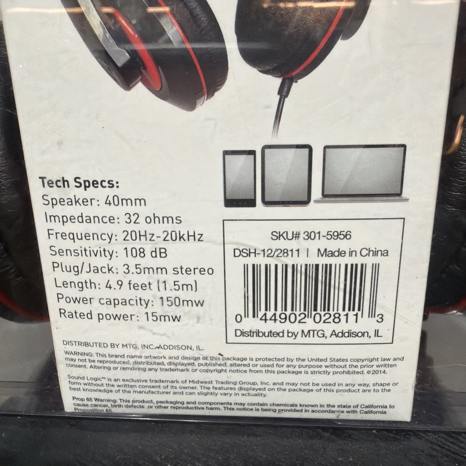 Soundlogic Headphones 3.5 Mm Stereo Mini Plug NIB