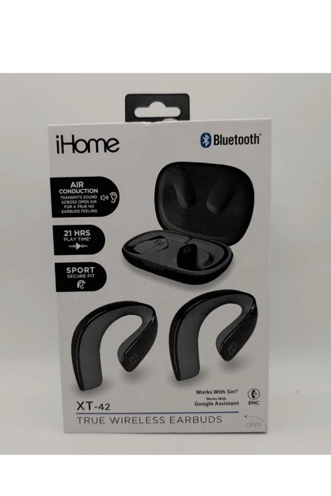 iHome True Wireless Earbuds Sport Touch control EarHook Headphones with Mic