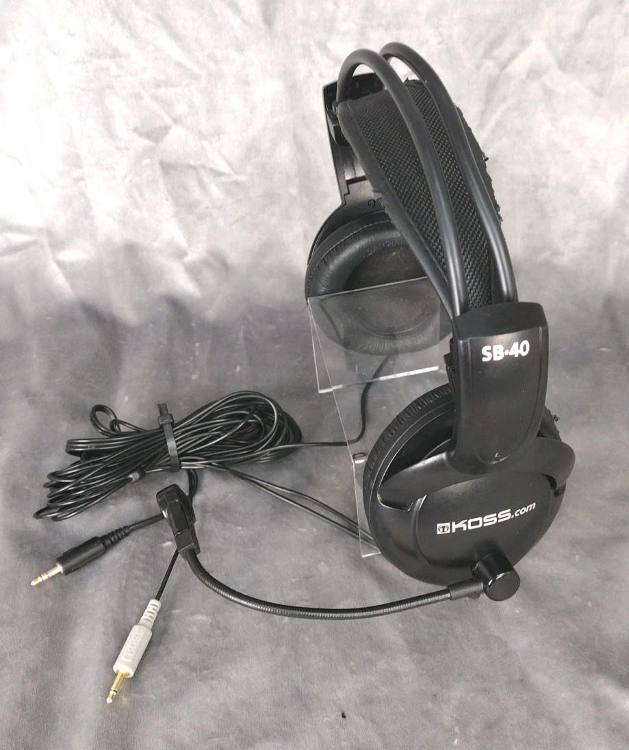 Koss SB40 ClearCom Headset – Black – with Dual 1/8″ 3.5mm Audio Jacks – Tested