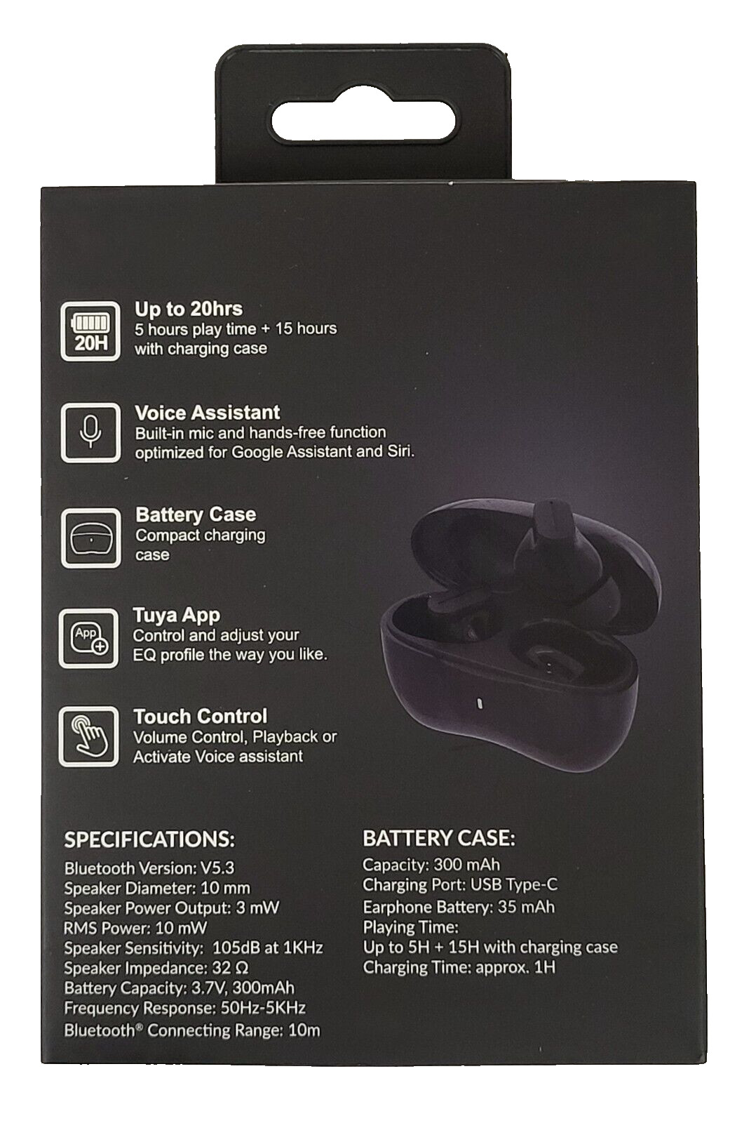 IQ Sound Black True Wireless Speaker Stereo Bluetooth Earbuds with Charging Case